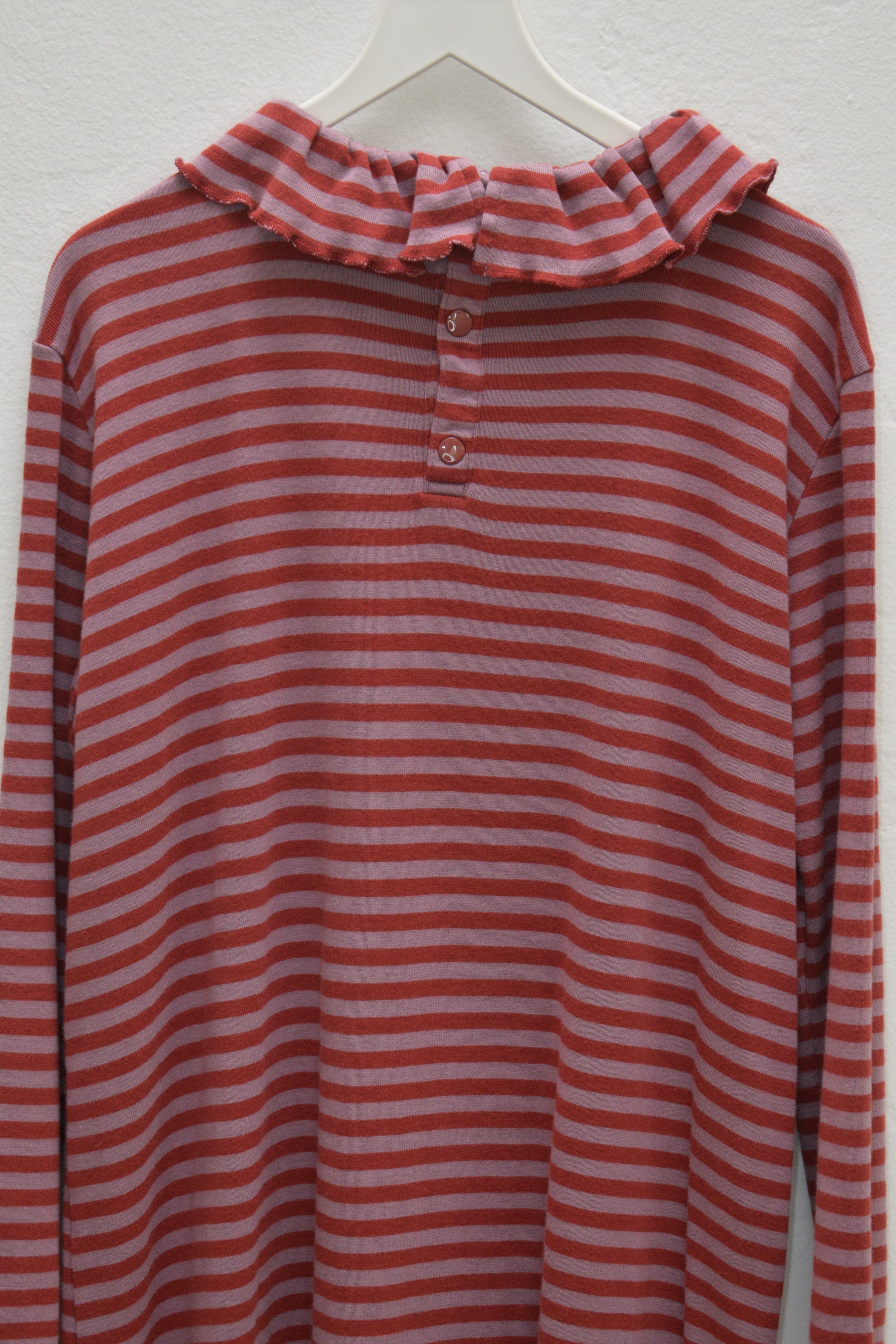 Misha & Puff Raspberry & Pink Stripe Ruffle Collar Dress / 8-9 Years