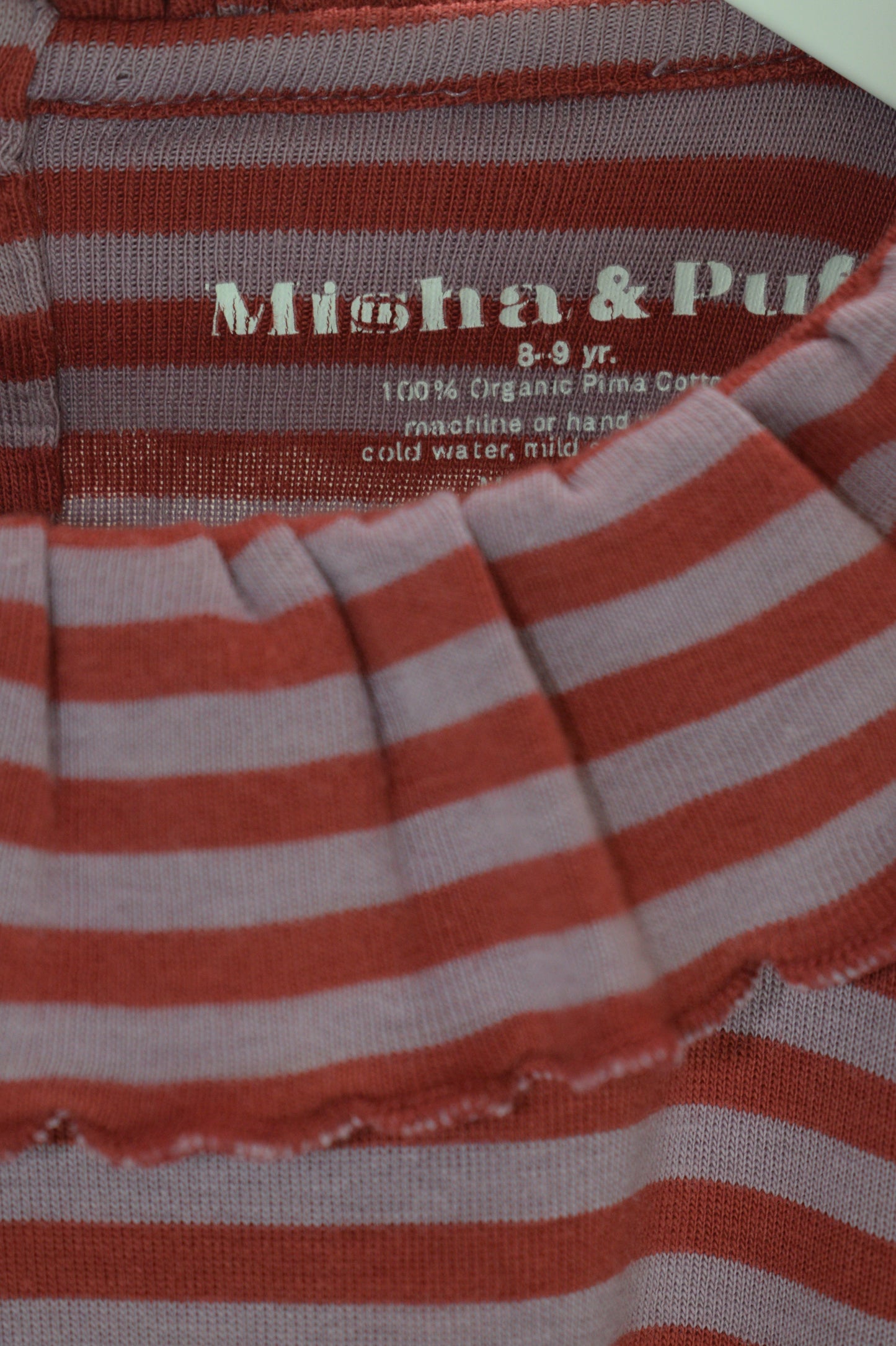 Misha & Puff Raspberry & Pink Stripe Ruffle Collar Dress / 8-9 Years