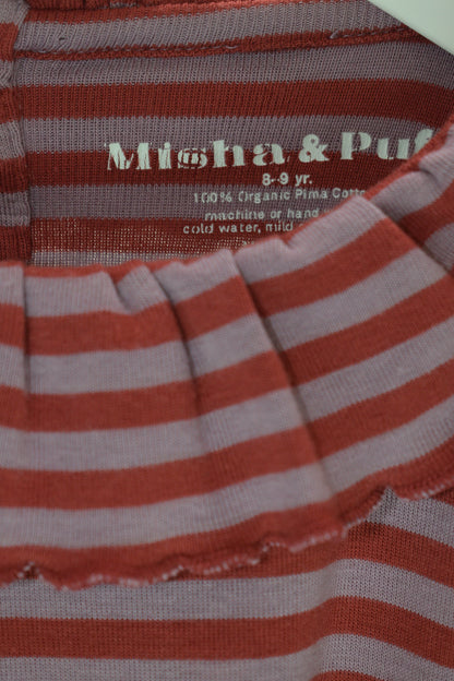 Misha & Puff Raspberry & Pink Stripe Ruffle Collar Dress / 8-9 Years