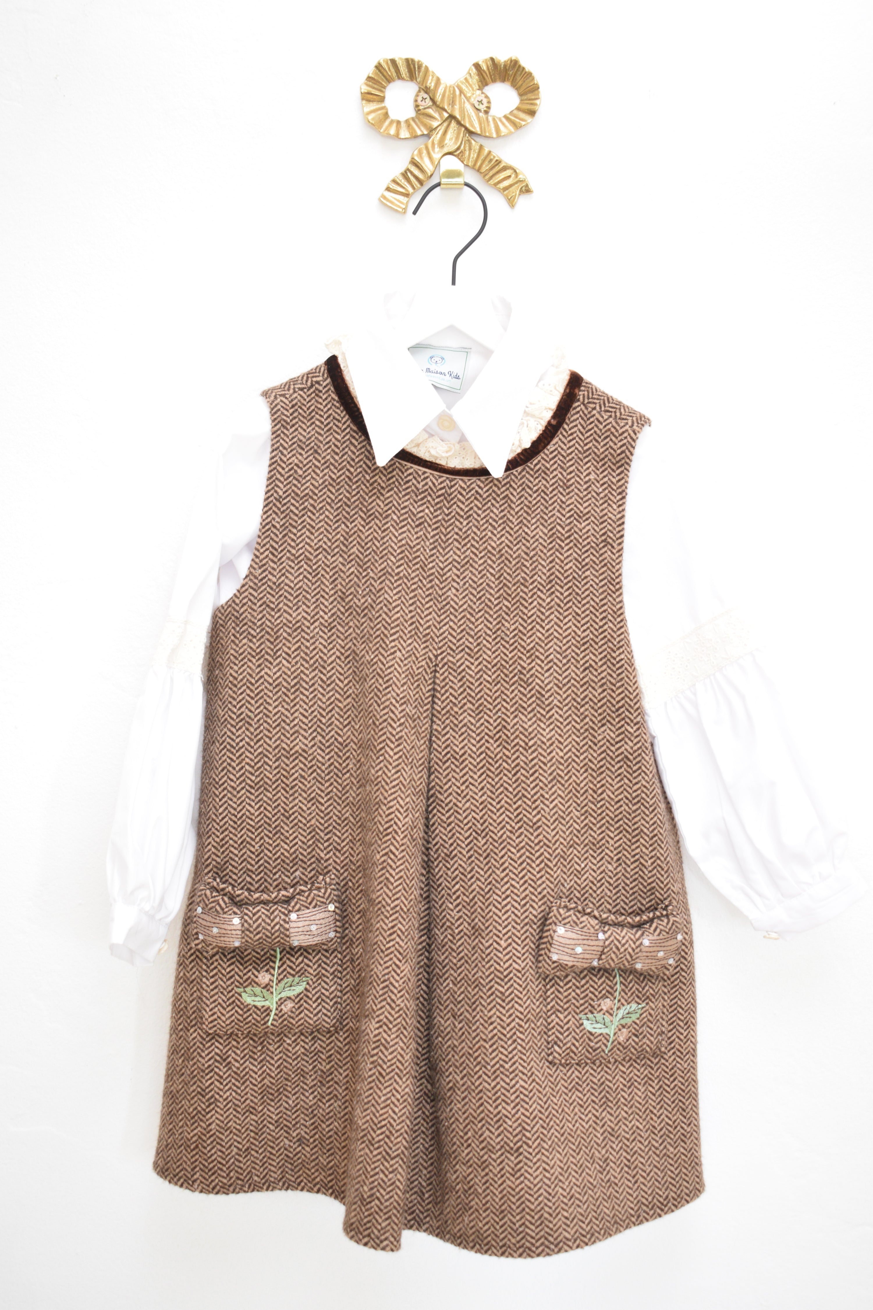 Petite Maison Kids Herringbone Pinafore Set / 4 (4A)