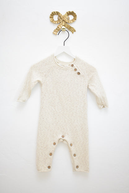 Quincy Mae Knit Oatmeal Romper / 0-3 months