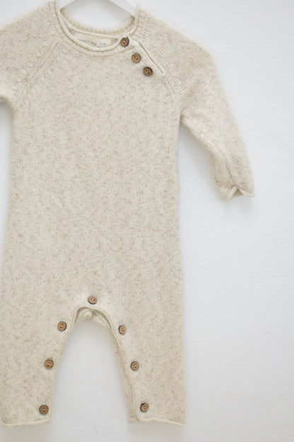 Quincy Mae Knit Oatmeal Romper / 0-3 months