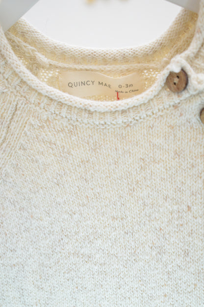 Quincy Mae Knit Oatmeal Romper / 0-3 months