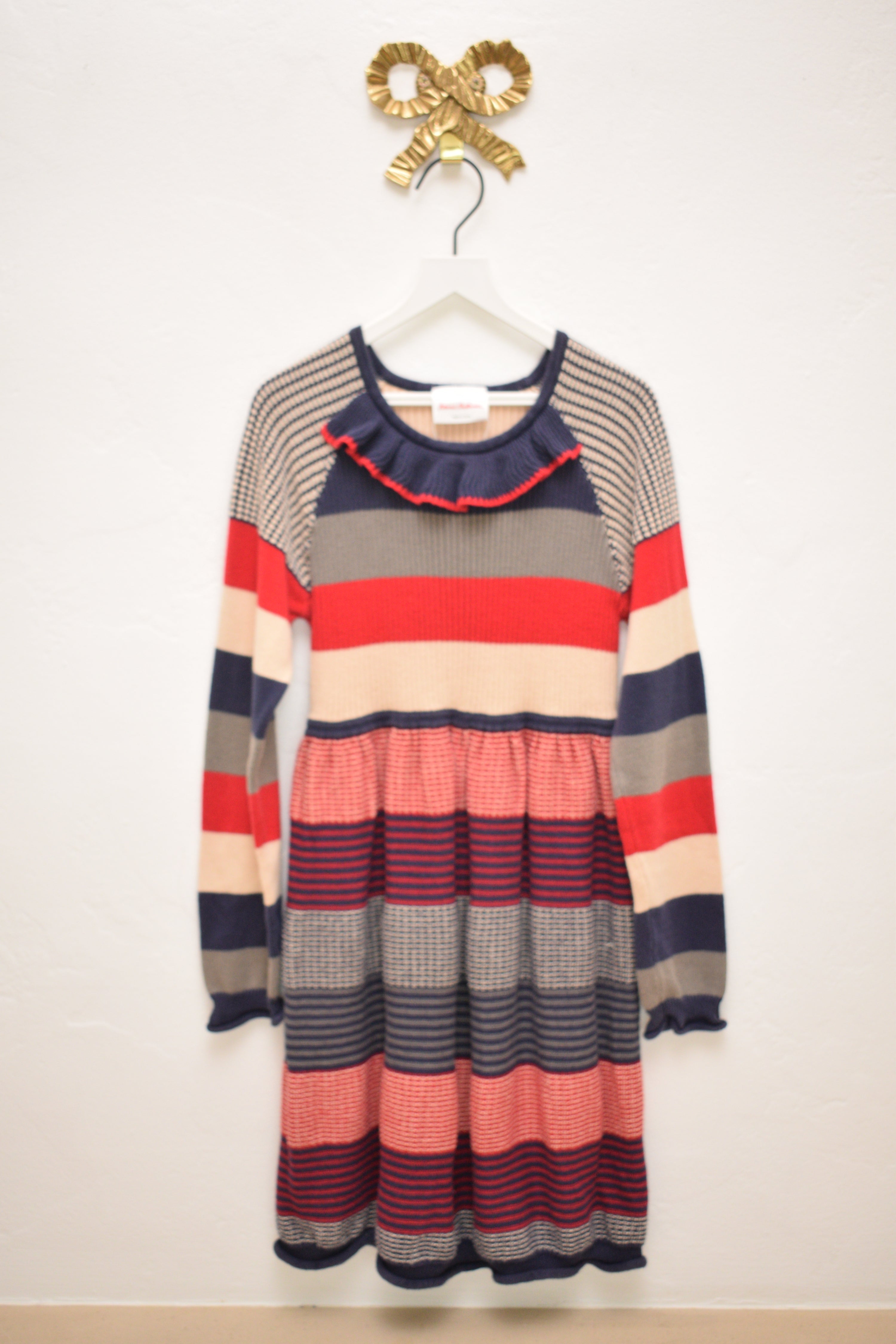 Hanna Andersson Primary Stripe Ribbed Knit Dress / 7-8 Years Hanna Andersson Primary Stripe Ribbed Knit Dress / 7-8 Years