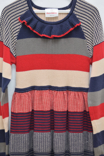 Hanna Andersson Primary Stripe Ribbed Knit Dress  / 7-8 Years