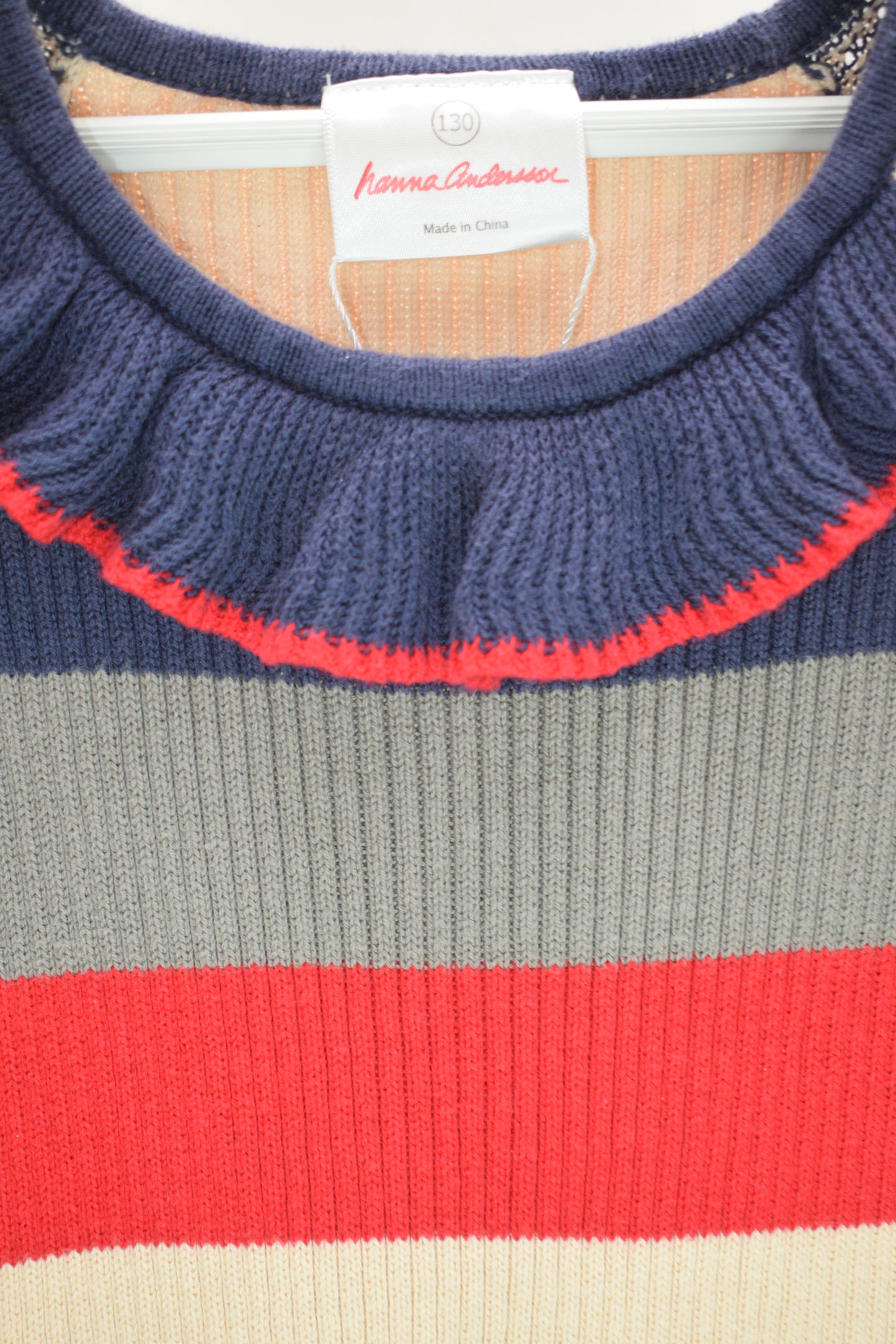 Hanna Andersson Primary Stripe Ribbed Knit Dress  / 7-8 Years