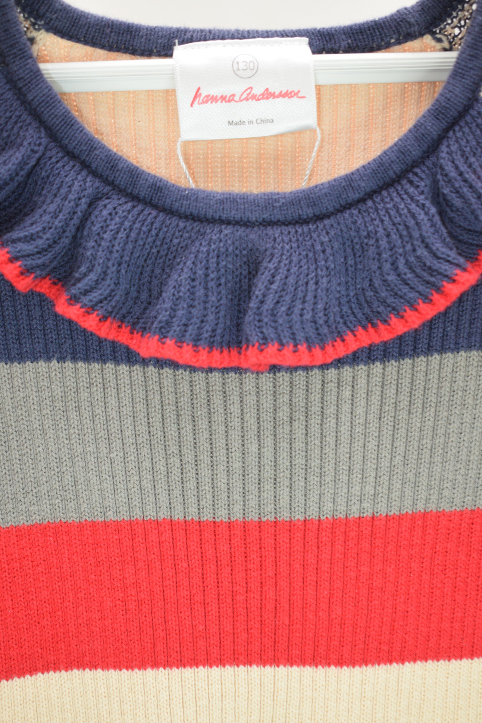 Hanna Andersson Primary Stripe Ribbed Knit Dress  / 7-8 Years