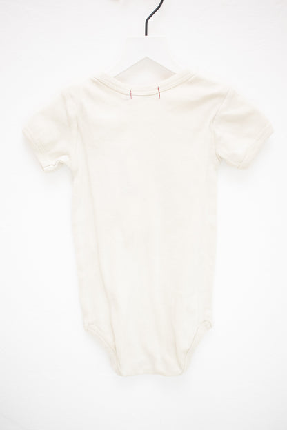 Milk Barn Chicken Appliqué Organic Cotton Short Sleeve One Piece / 3-6 months