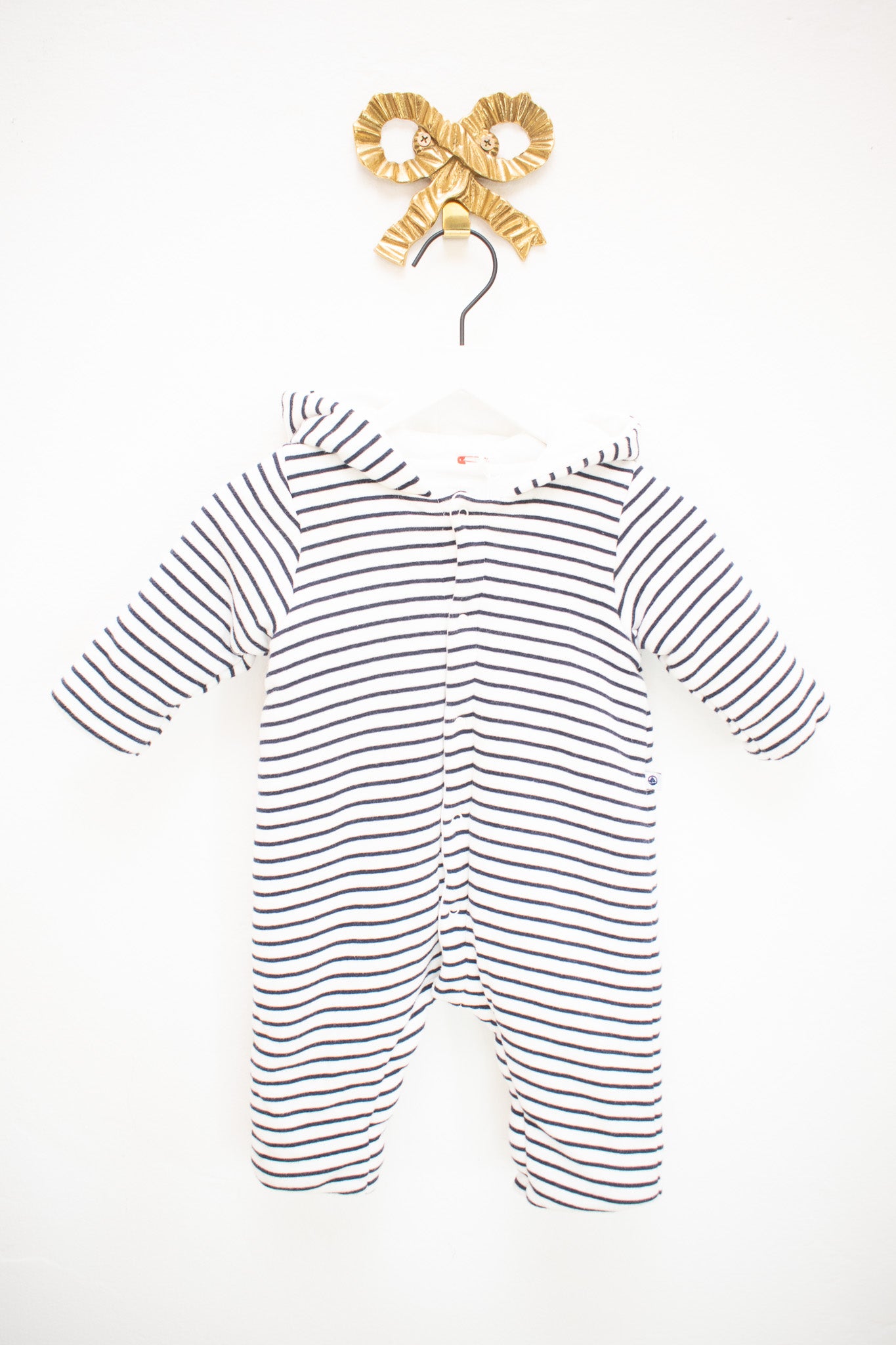 Petit Bateau Navy and White Striped Bunting / 3 months