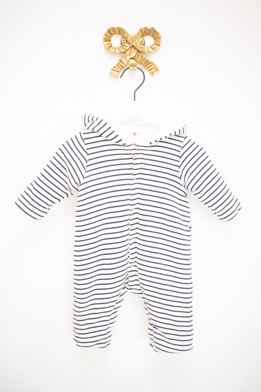 Petit Bateau Navy and White Striped Bunting / 3 months
