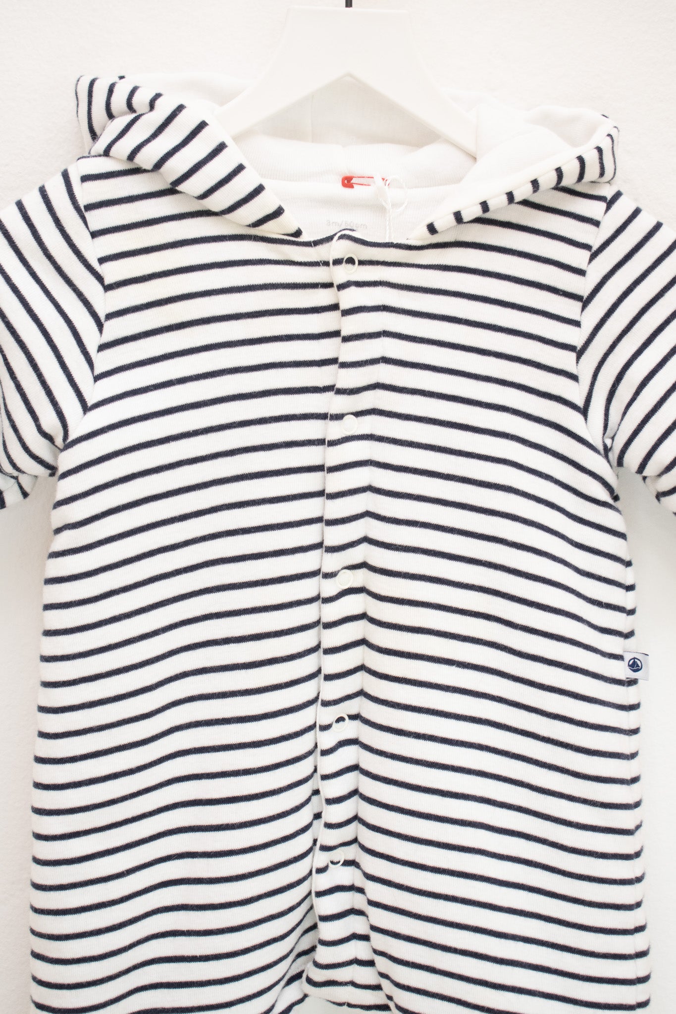 Petit Bateau Navy and White Striped Bunting / 3 months