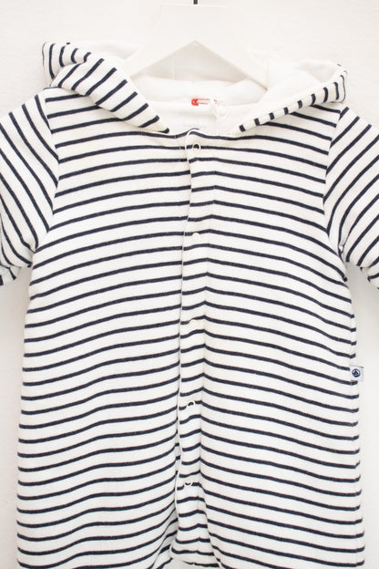 Petit Bateau Navy and White Striped Bunting / 3 months