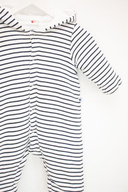 Petit Bateau Navy and White Striped Bunting / 3 months