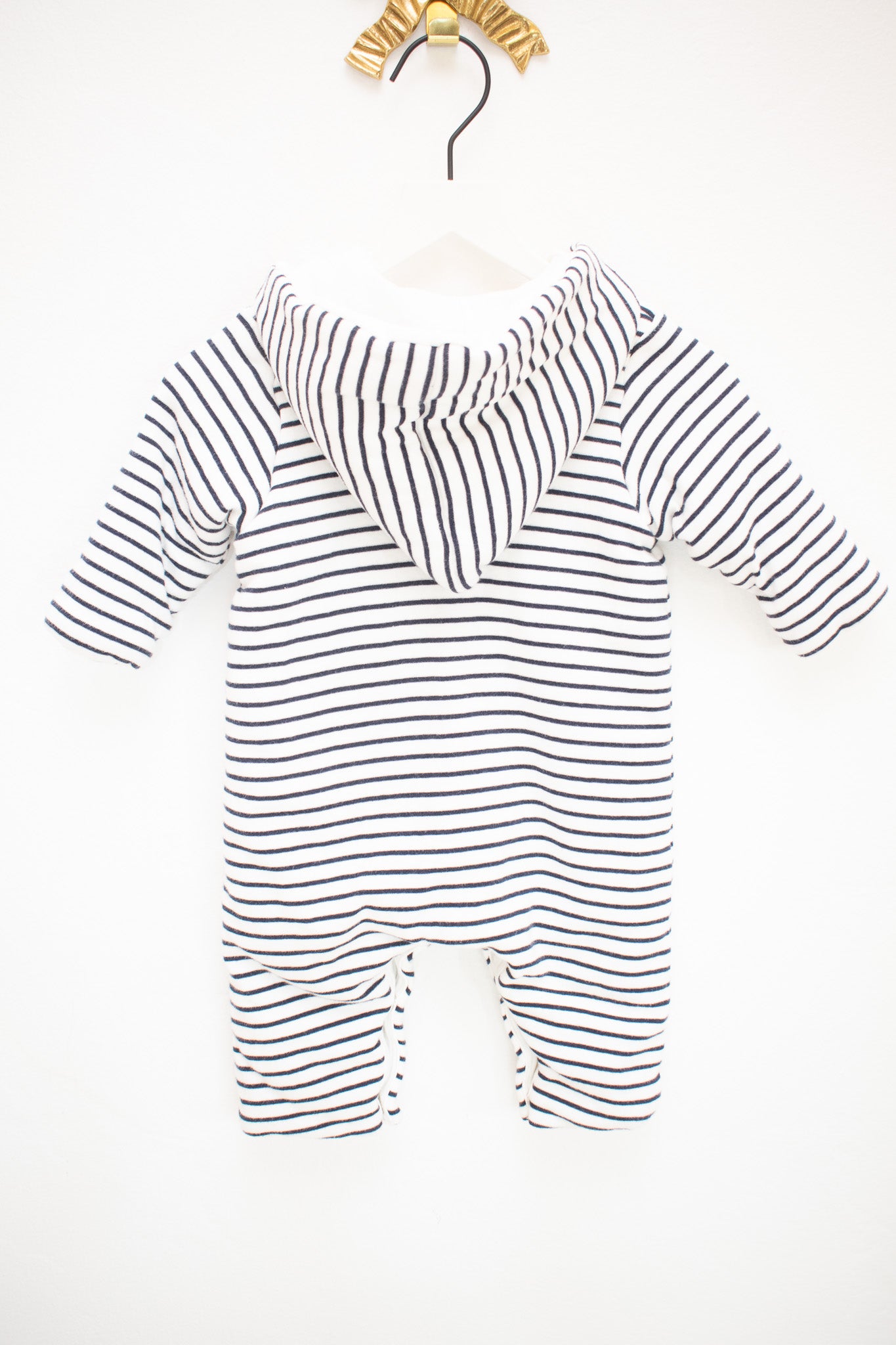 Petit Bateau Navy and White Striped Bunting / 3 months