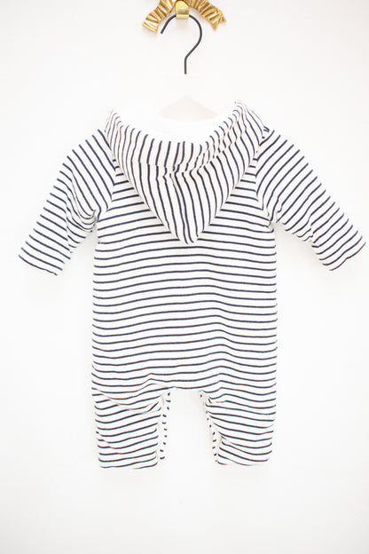 Petit Bateau Navy and White Striped Bunting / 3 months