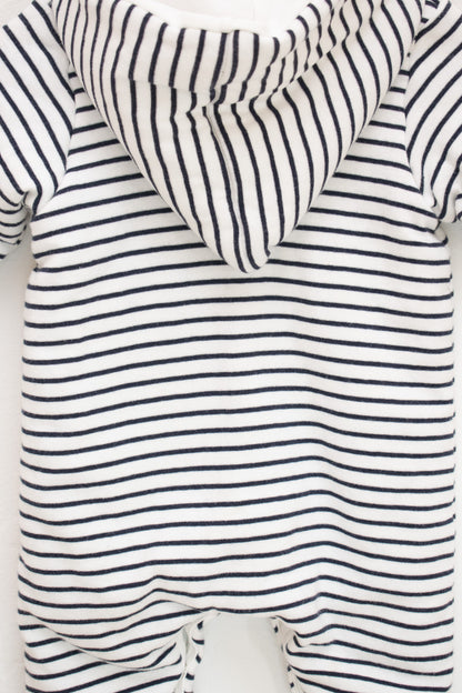 Petit Bateau Navy and White Striped Bunting / 3 months