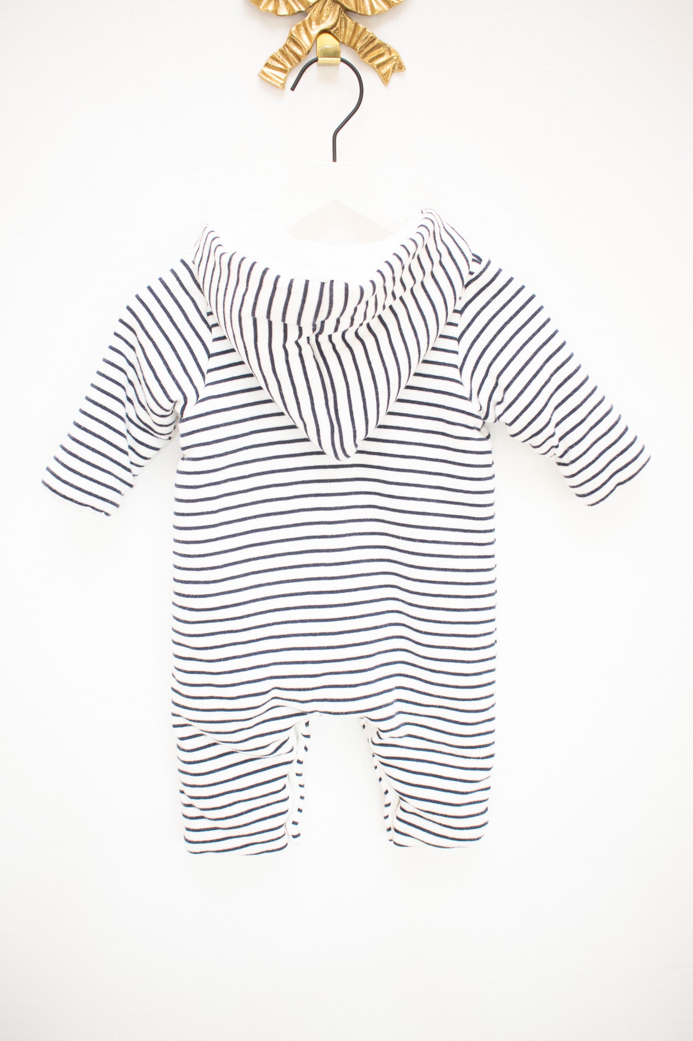Petit Bateau Navy and White Striped Bunting / 3 months