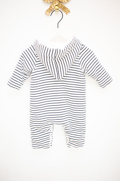 Petit Bateau Navy and White Striped Bunting / 3 months