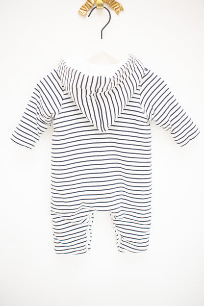 Petit Bateau Navy and White Striped Bunting / 3 months
