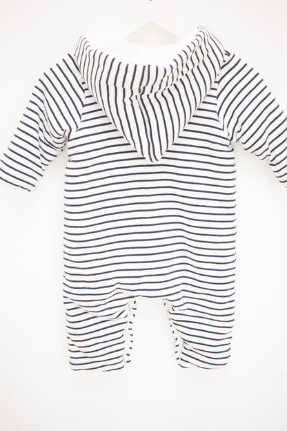Petit Bateau Navy and White Striped Bunting / 3 months
