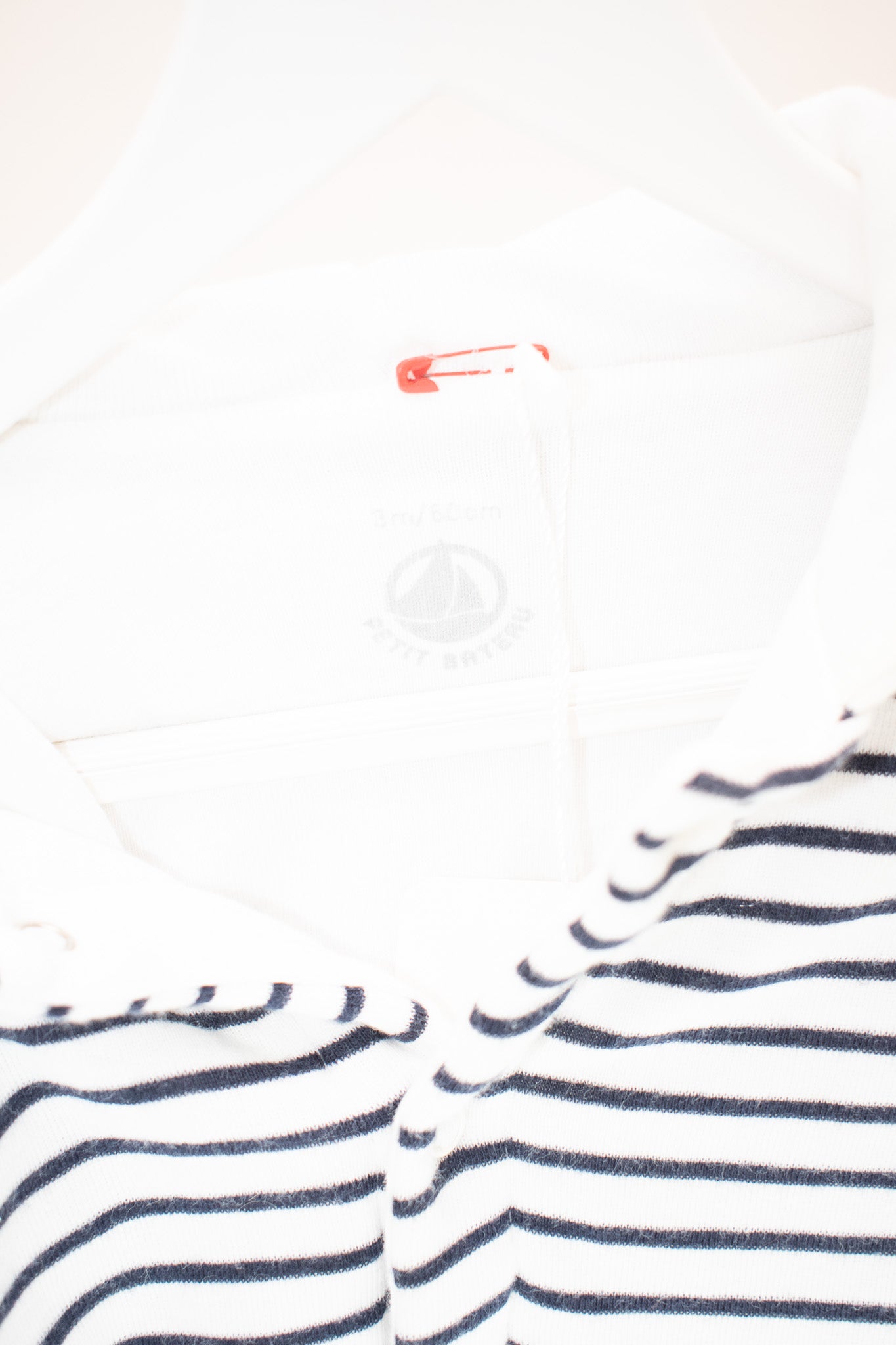 Petit Bateau Navy and White Striped Bunting / 3 months
