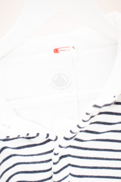 Petit Bateau Navy and White Striped Bunting / 3 months