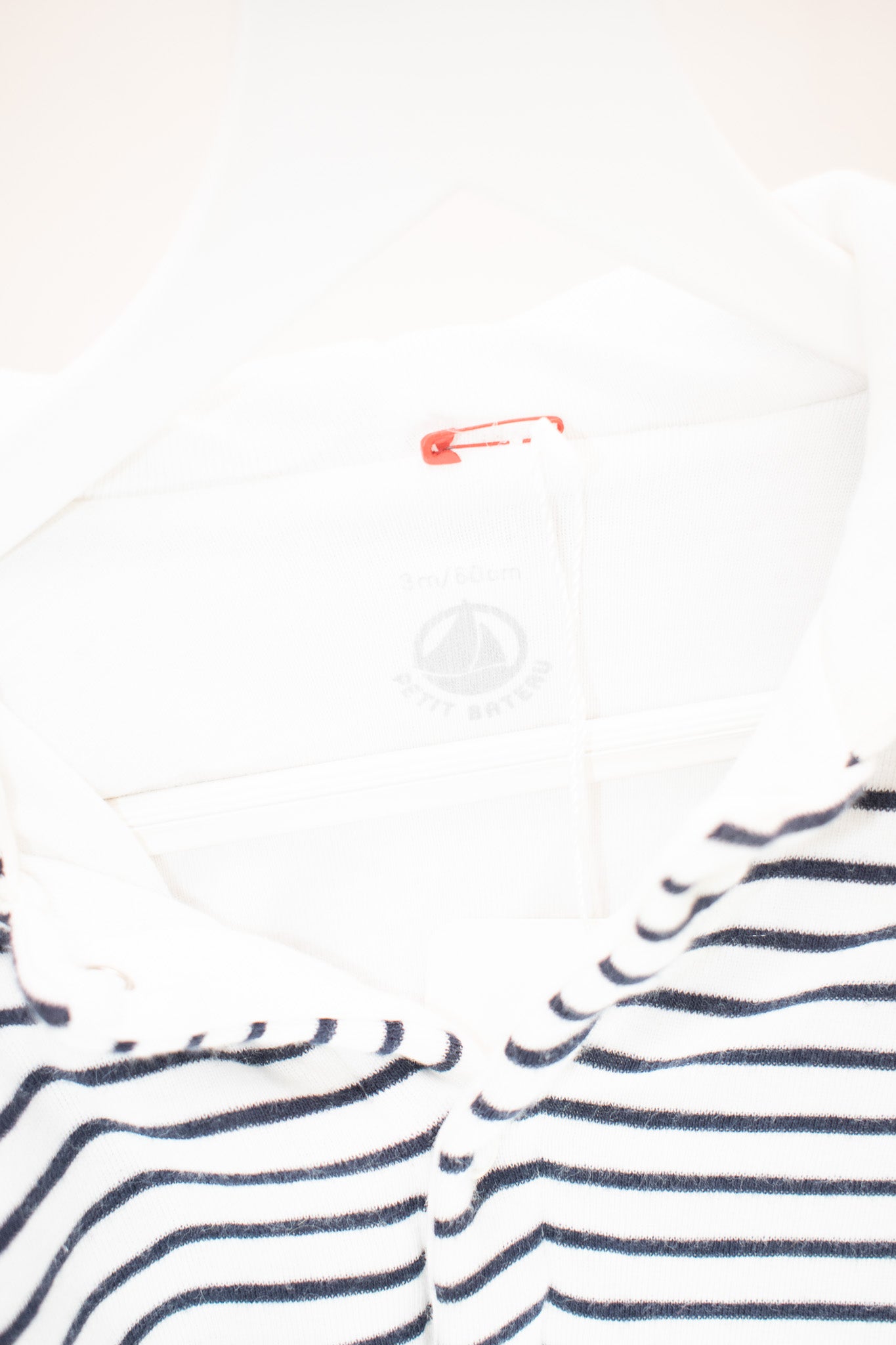 Petit Bateau Navy and White Striped Bunting / 3 months