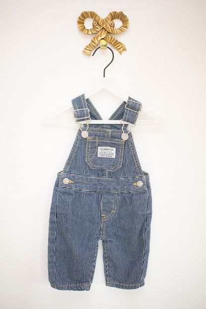 Levi's Blue and White Ticking Stripe Overalls / 3 months