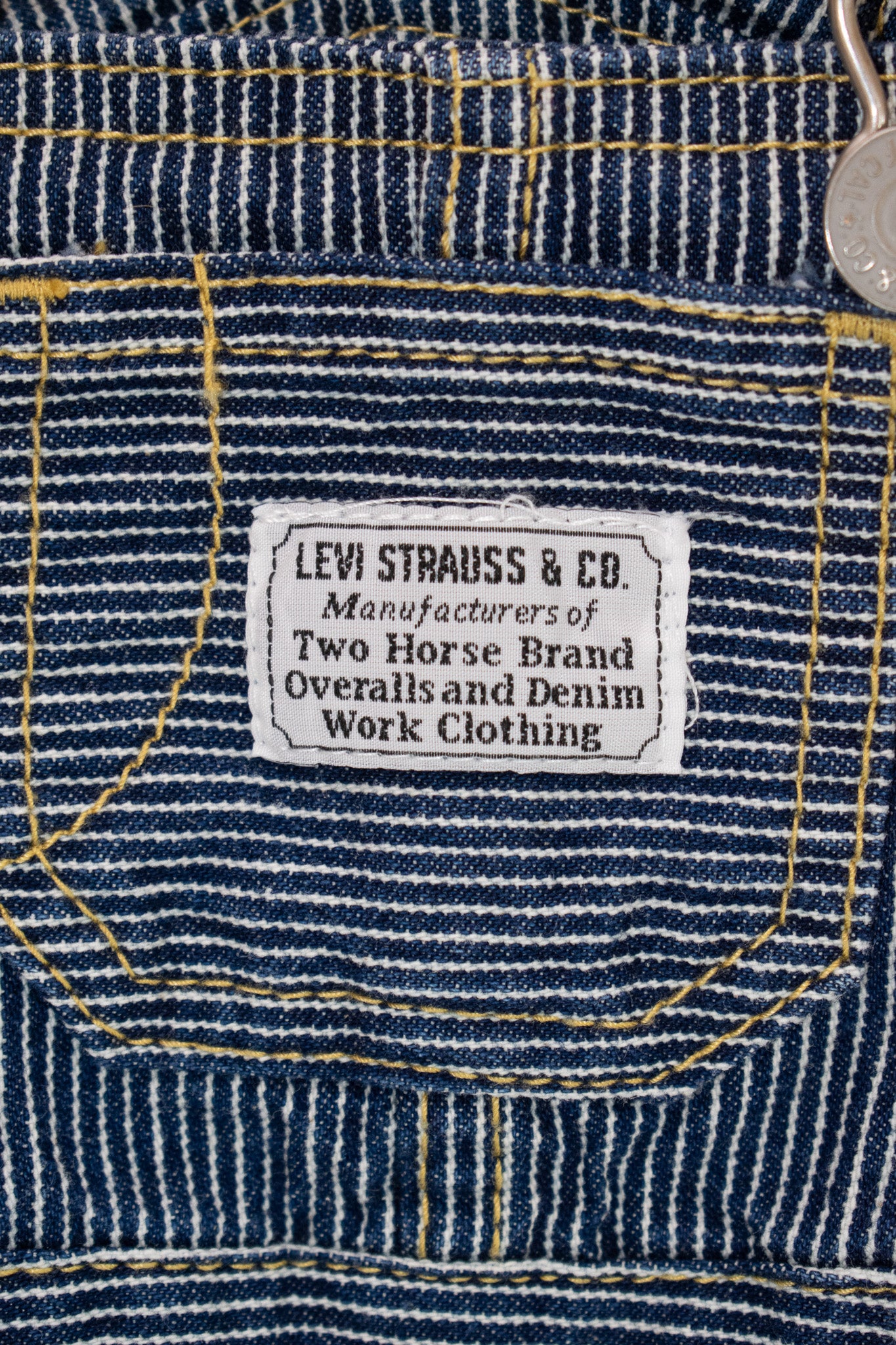 Levi's Blue and White Ticking Stripe Overalls / 3 months