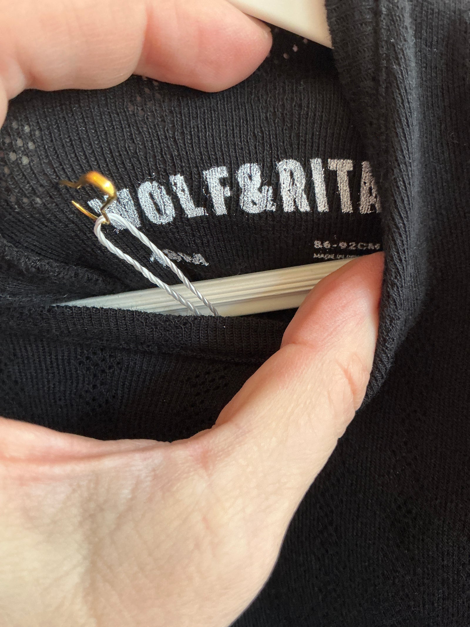 Wolf & Rita Black Pointelle Bodysuit / 18 months