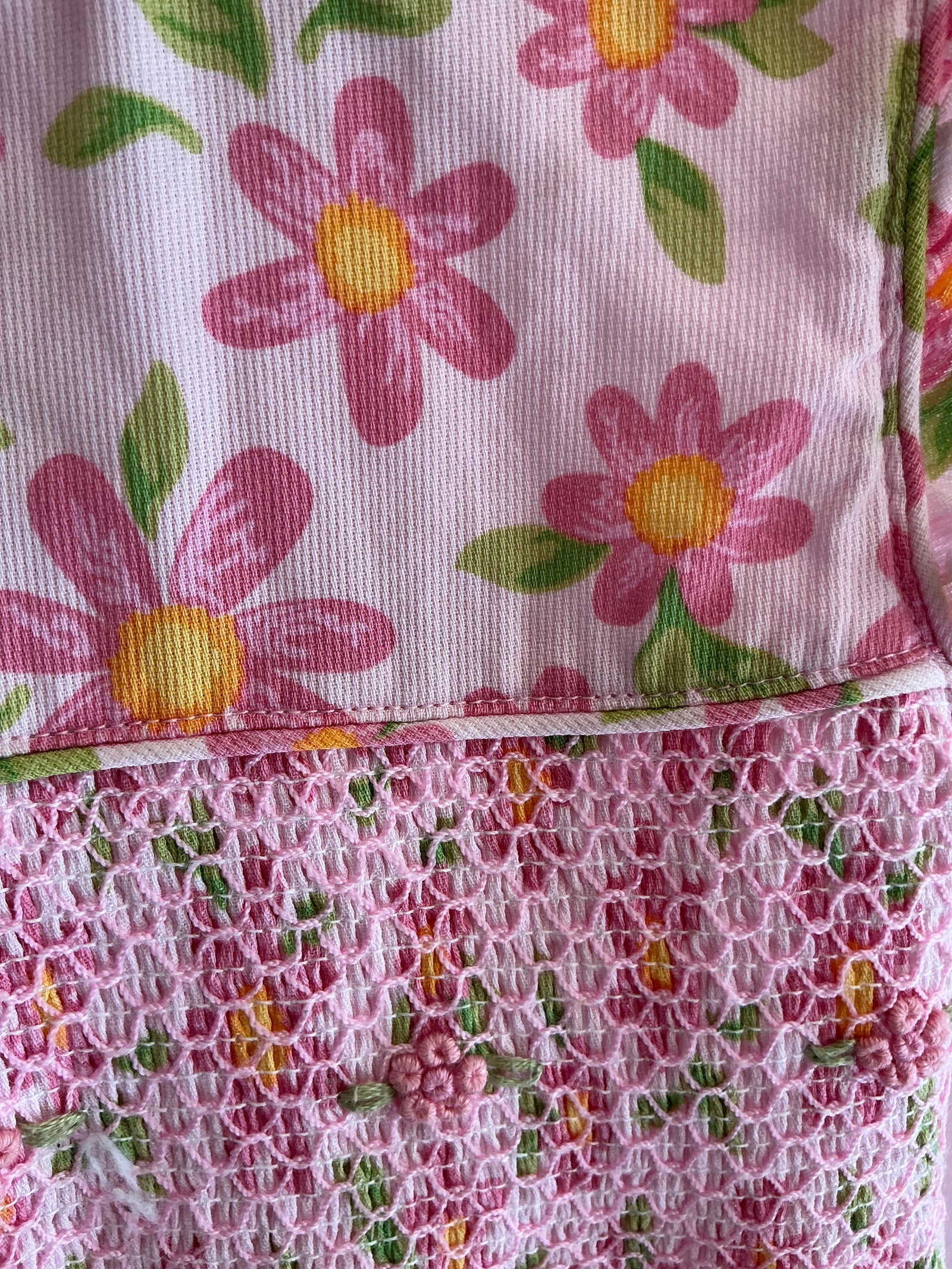 Laura Ashley Pink Daisy Floral with Hand Smocking Dress / 6