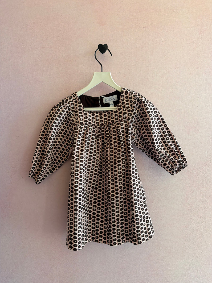 Baby CZ Brown and Pink Empire Waist Dress / 18-24 months