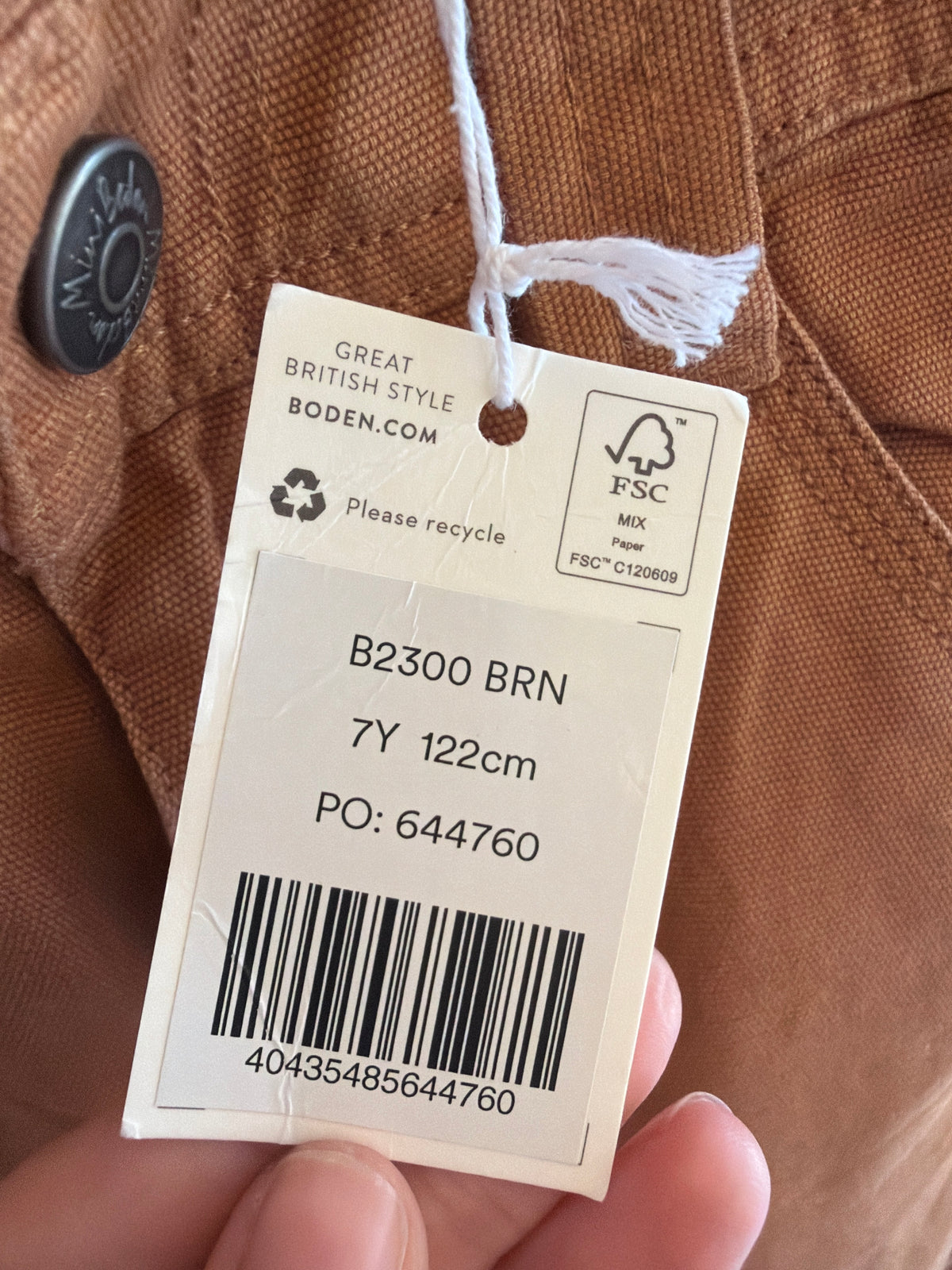 NWTs Mini Boden Tan Carpenter Workwear Pants / 7