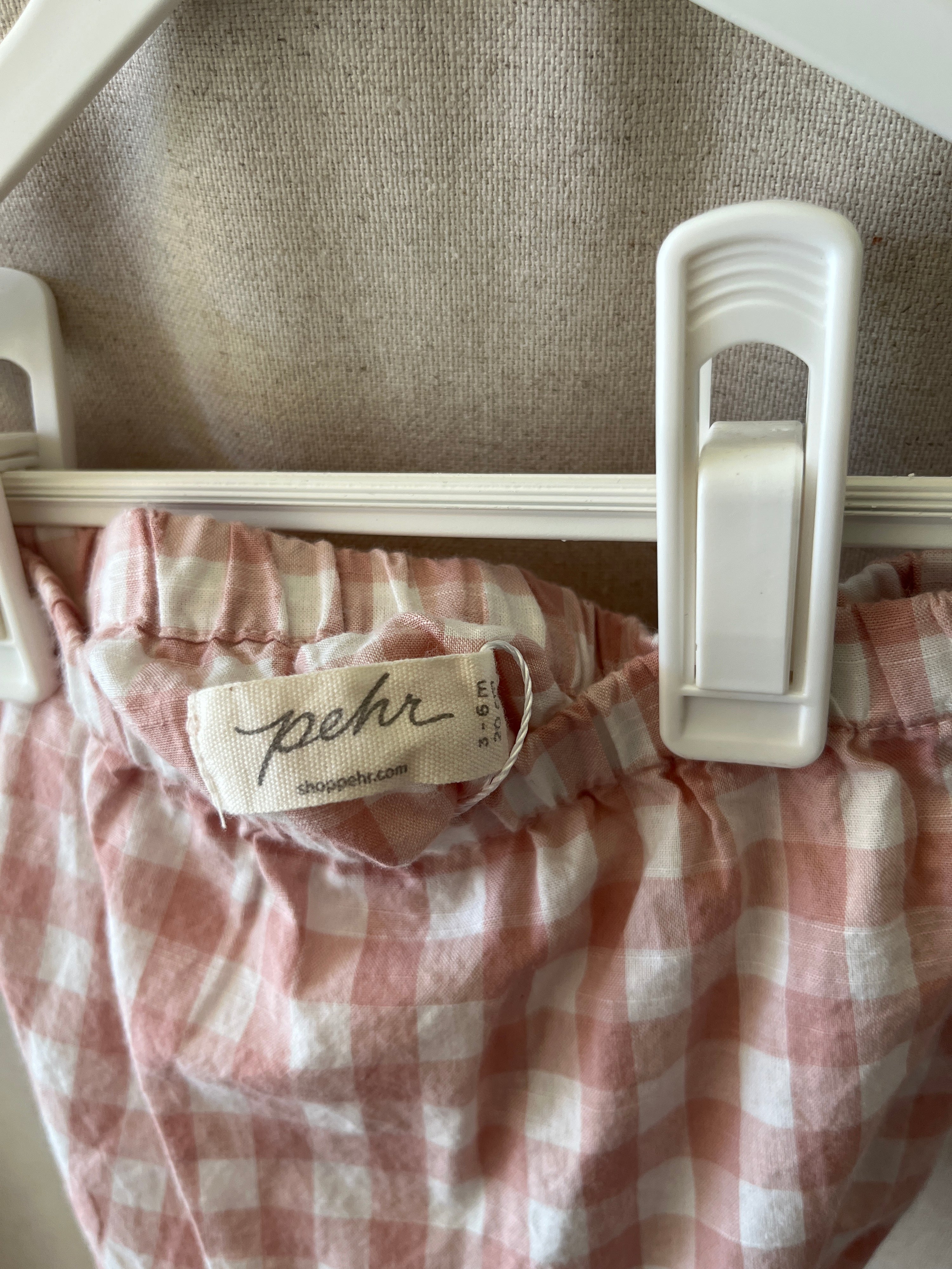 Pehr pink white gingham bloomers / 3-6 months