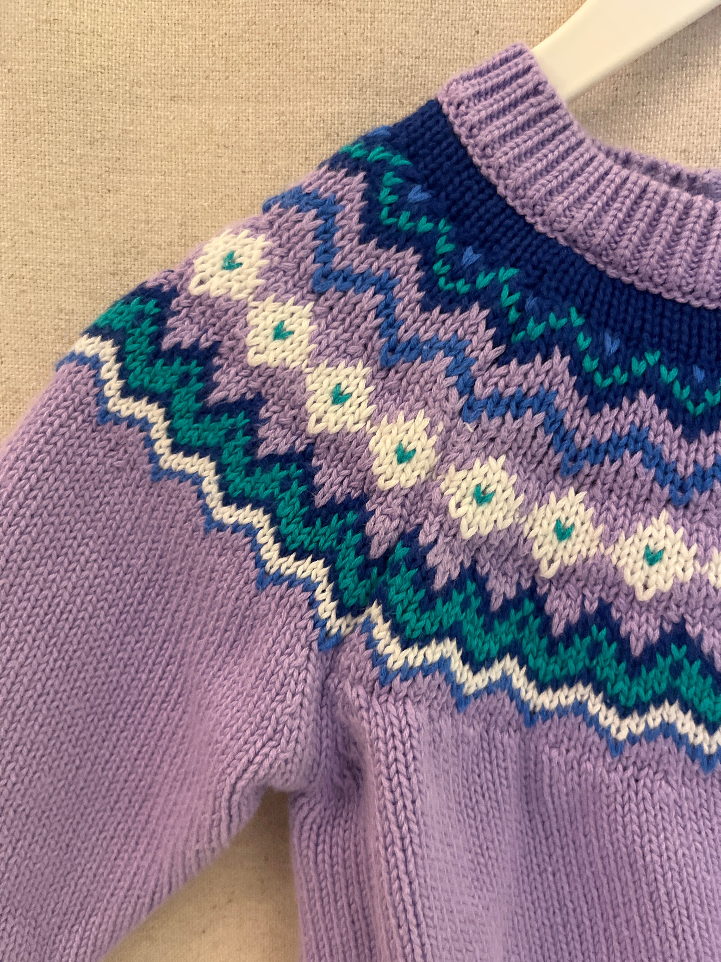 Primary Clothing Lavender Fair Isle Sweater / 3-6 months