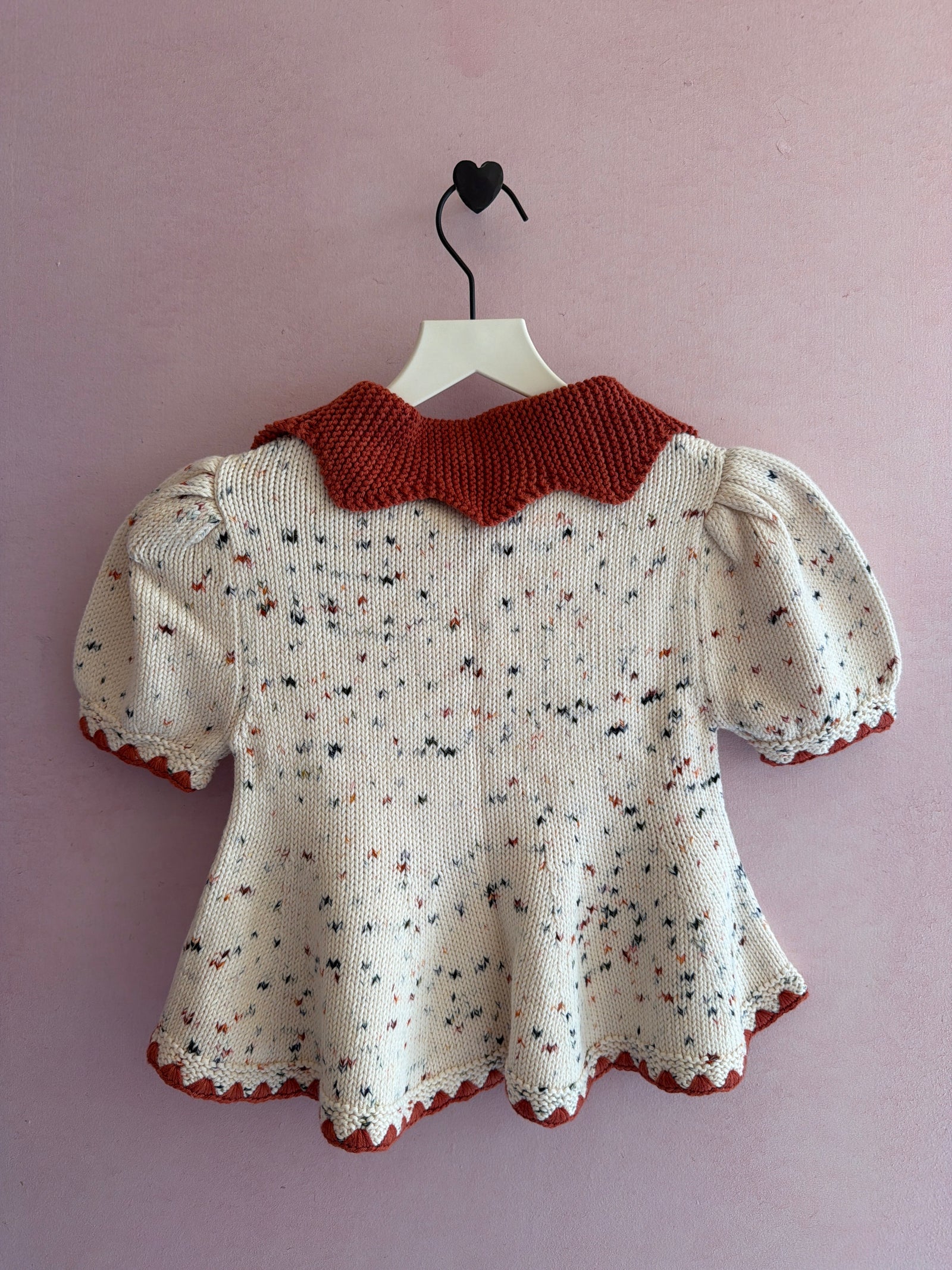 NWTs Misha & Puff Crochet Trim Puff Top in Picnic Confetti Sweater / 5