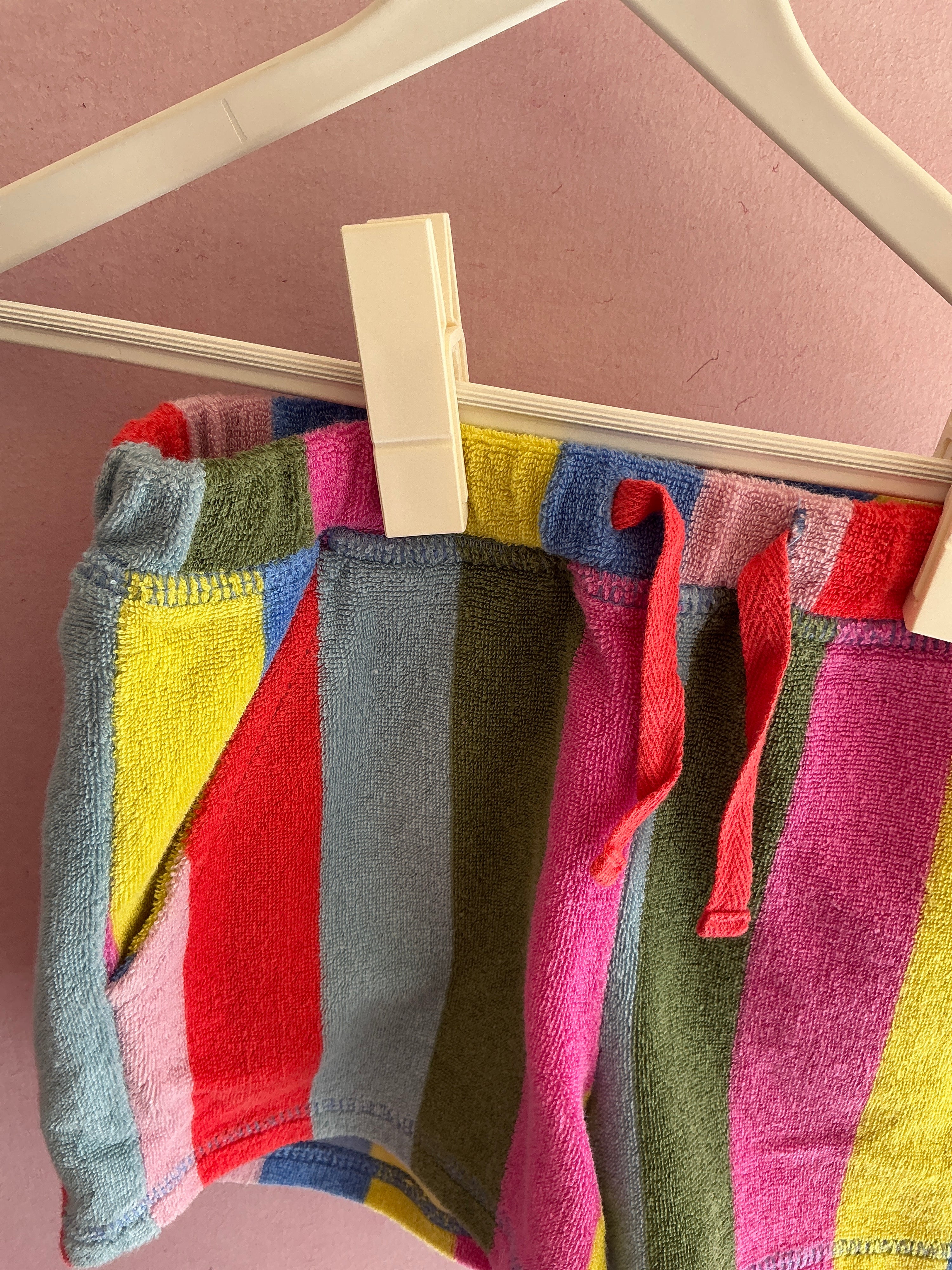 mini boden Rainbow Stripe Terry Shorts / 4