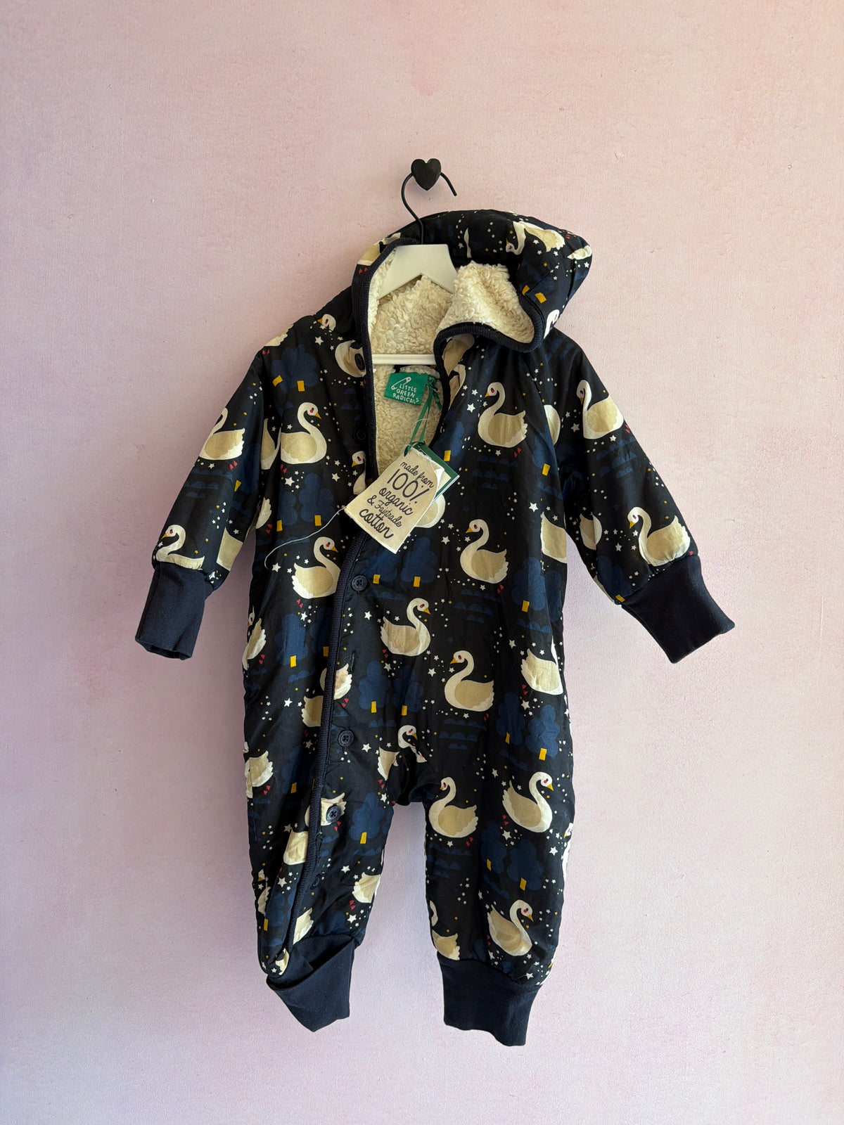NWTs Little Green Radicals Sherpa Lined Swan Snow Suit / 9-12 months