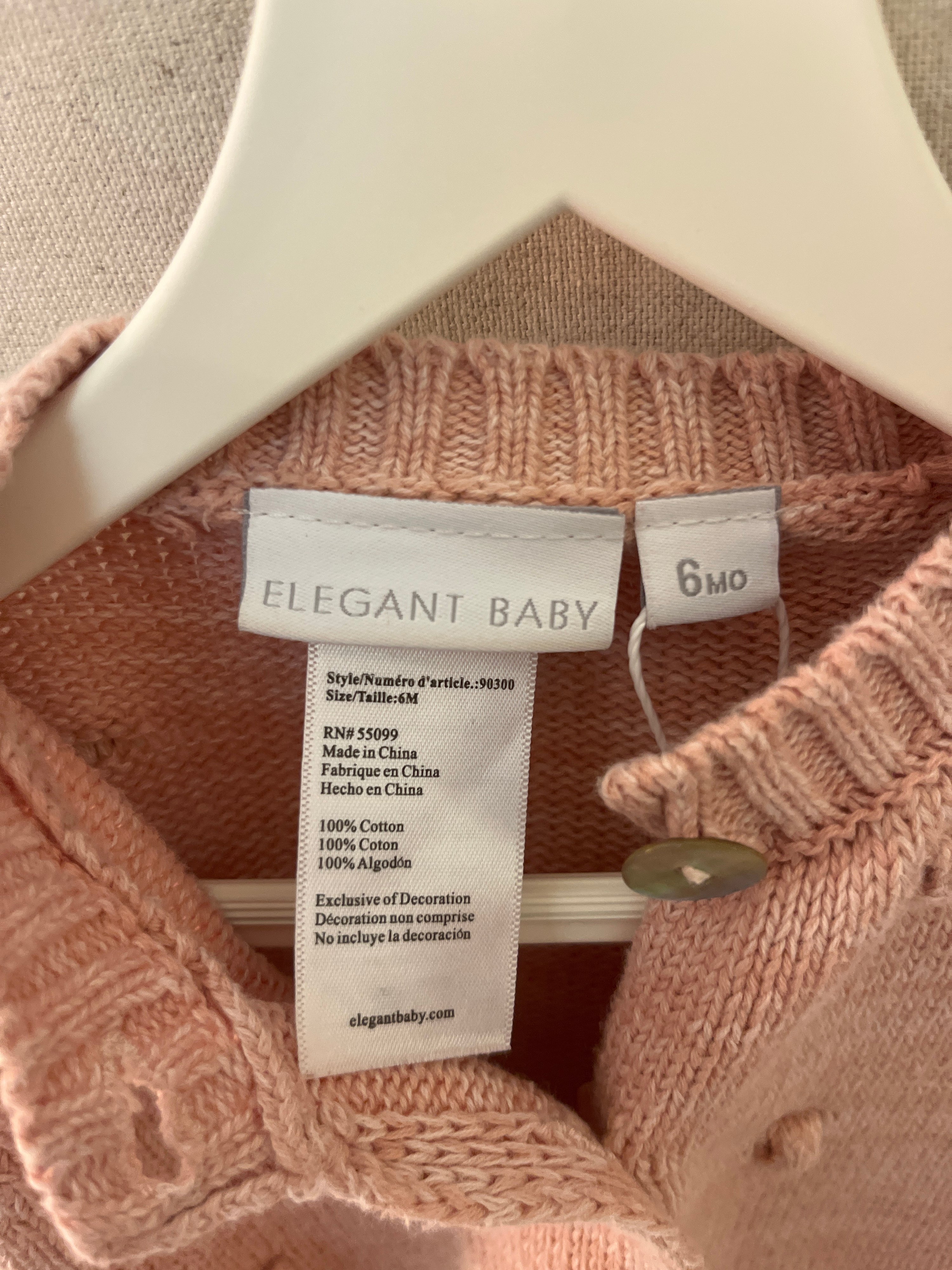 Elegant Baby Pink Dot Sweater / 3-6 months