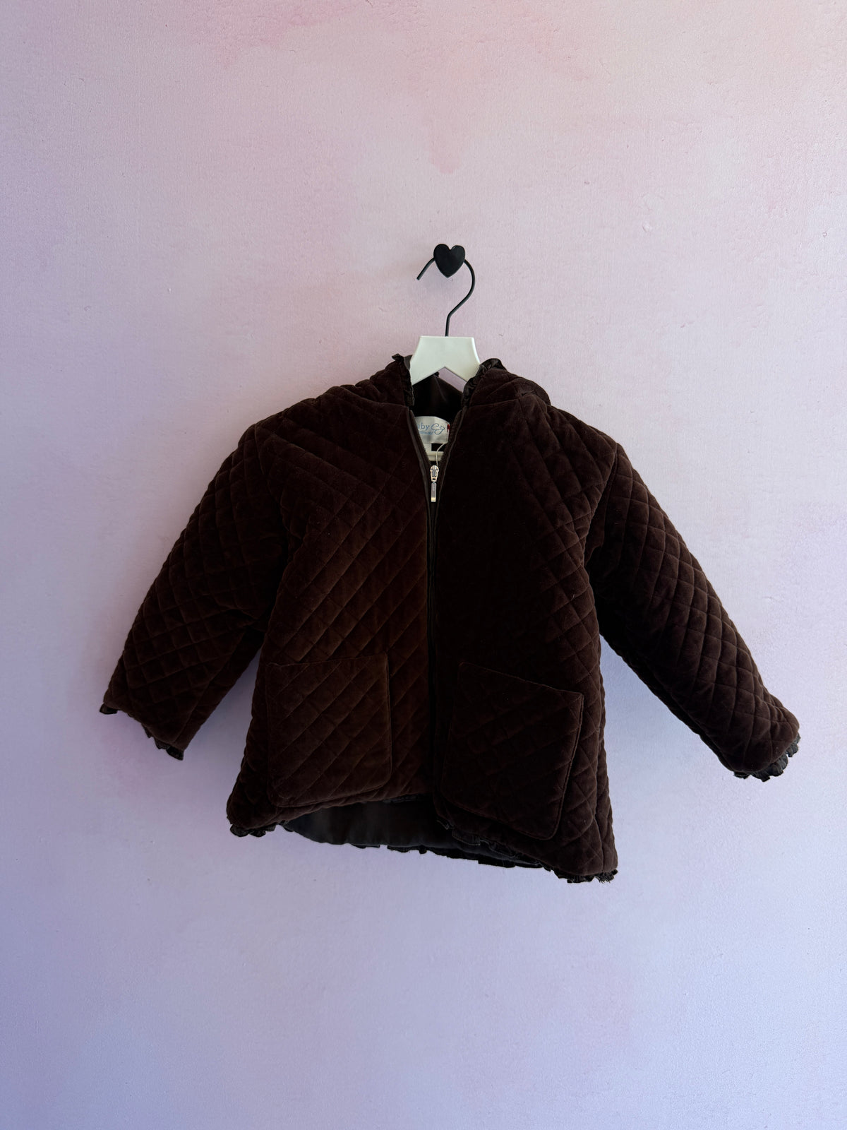 Baby CZ Brown Quilted Silk Lined Coat / 2T