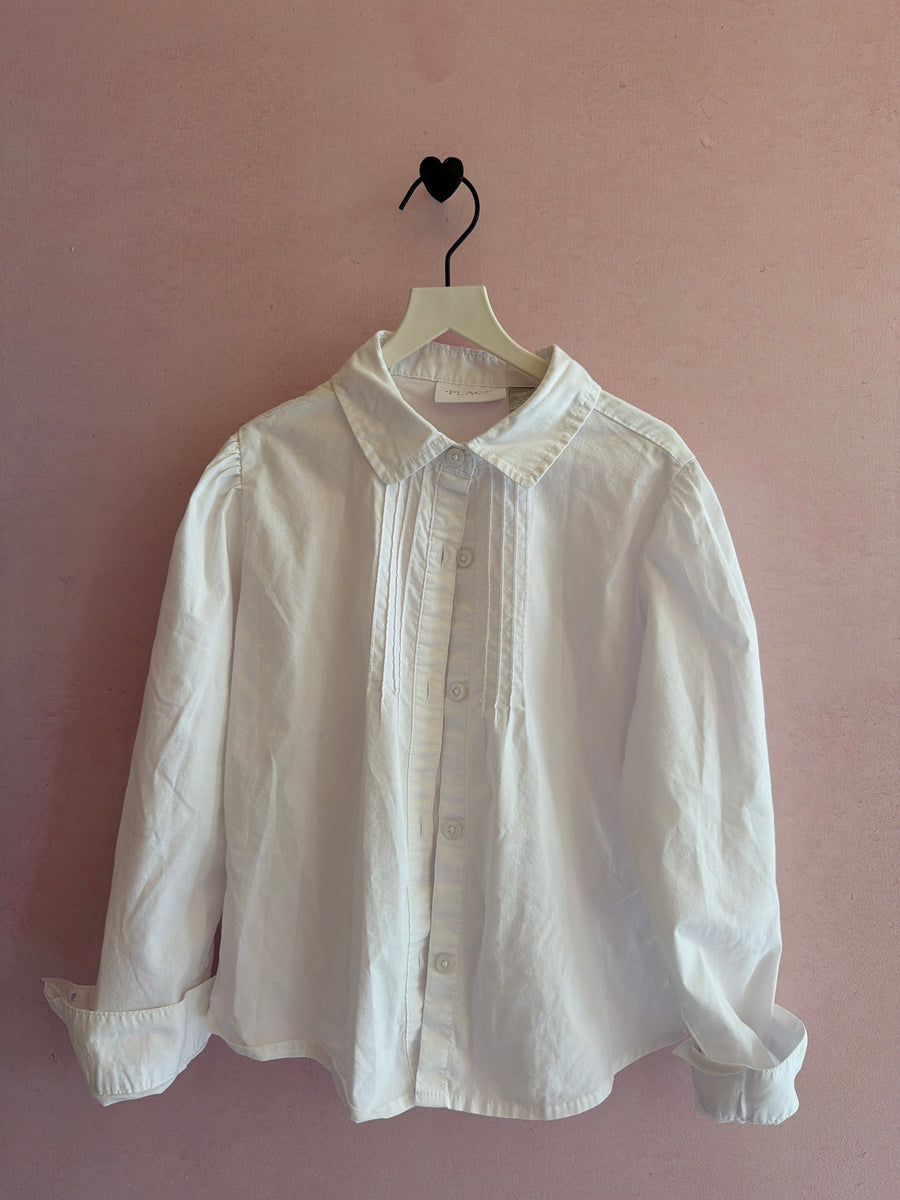 The Children's Place White Button Down Puff Sleeve Blouse / 6-7 Years