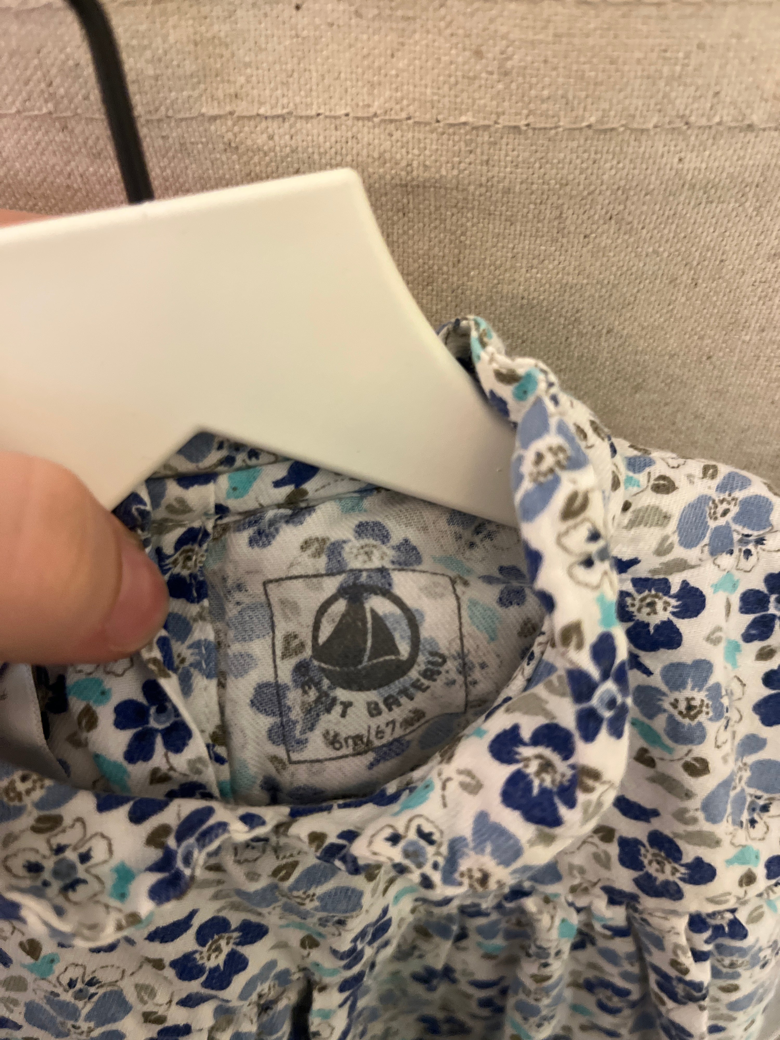 petit bateau Blue Forals Dress / 6 months