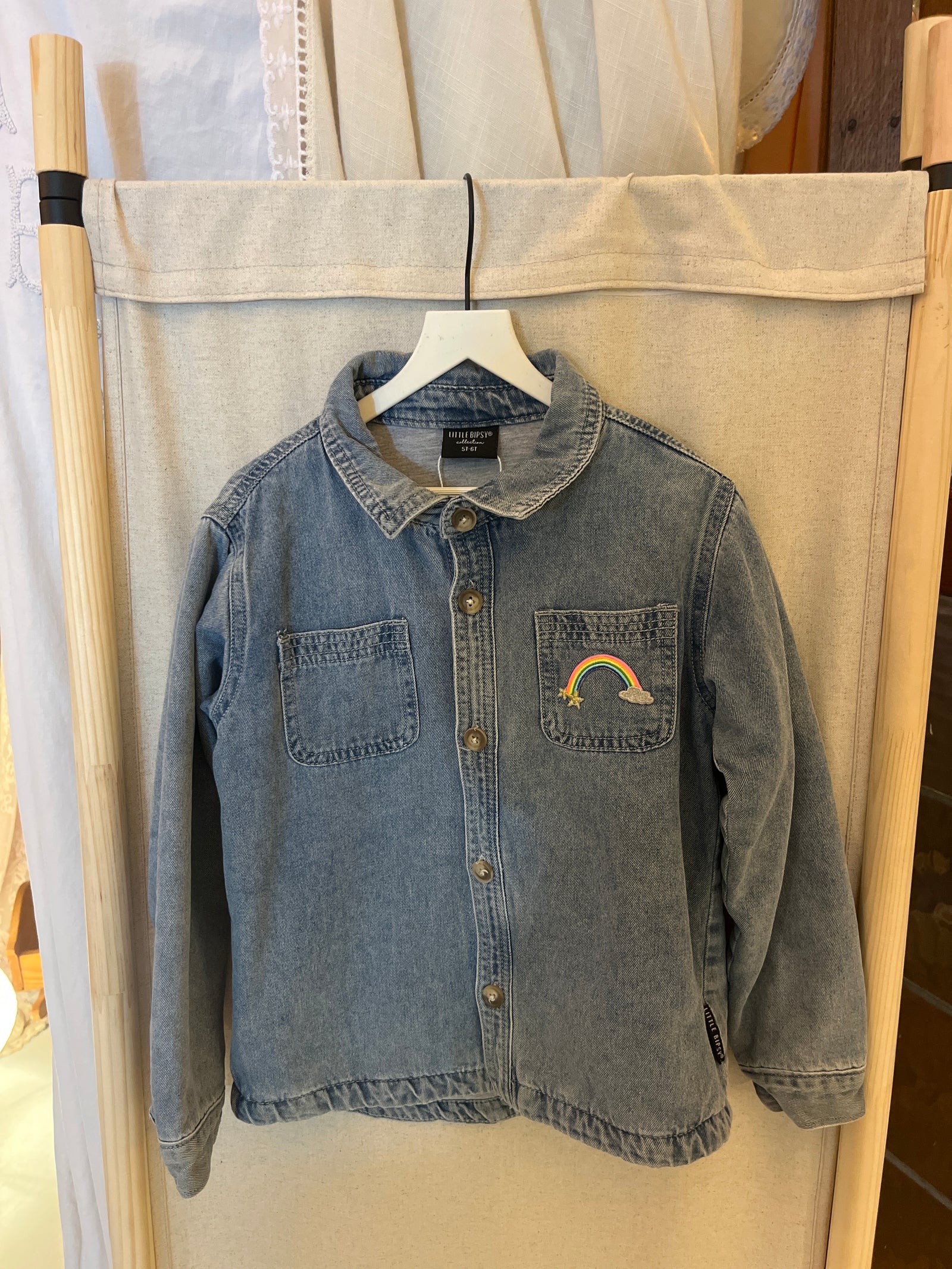 Little Bipsy rainbow patch denim Jacket / 5-6