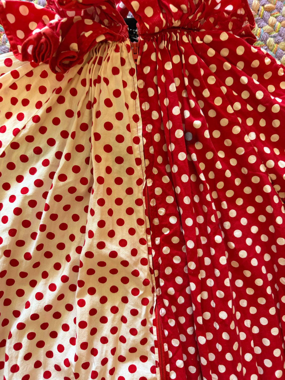 Vintage handmade Red + white dot / rental only