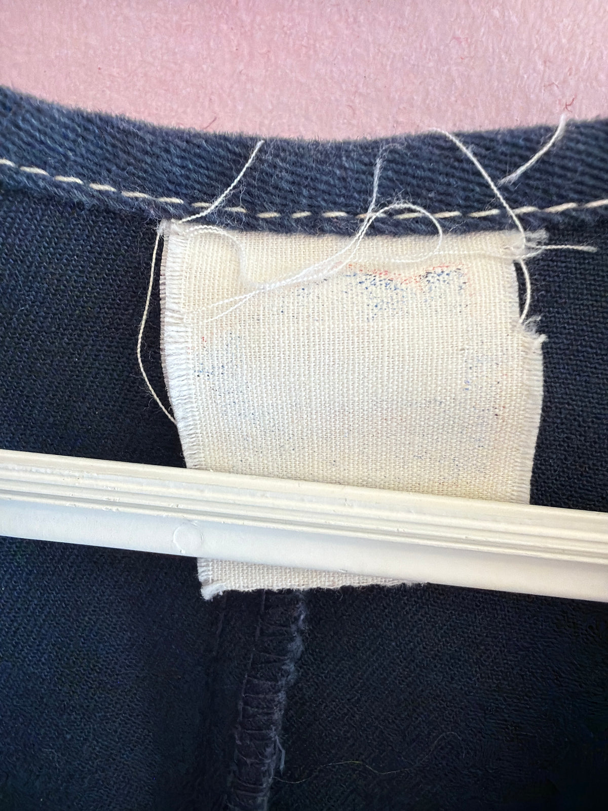 Vintage 70s Blue Cotton Contrast Stitch Vest