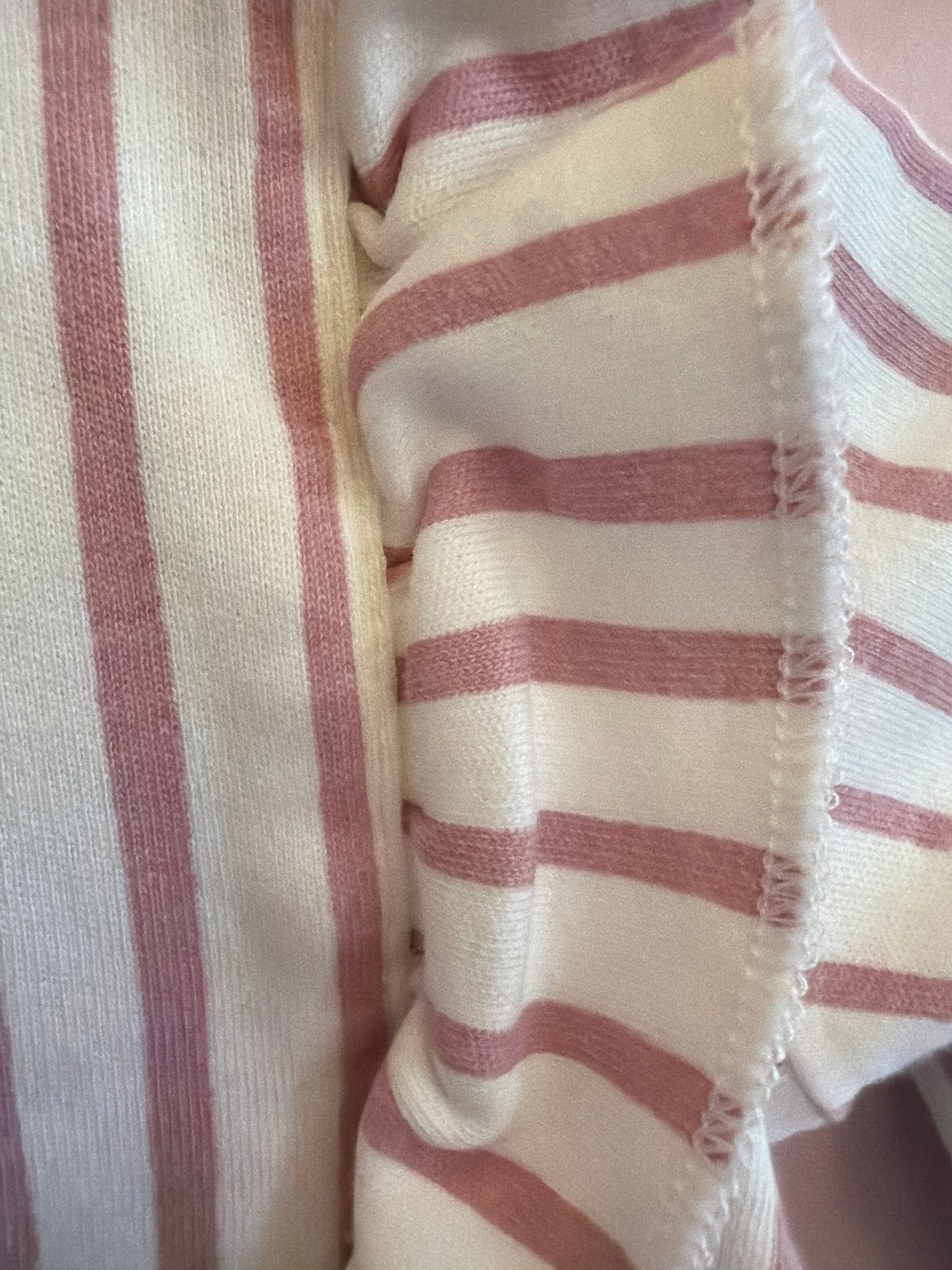 PEHR Pink White Stripe Ruffle Romper / 6-12 months