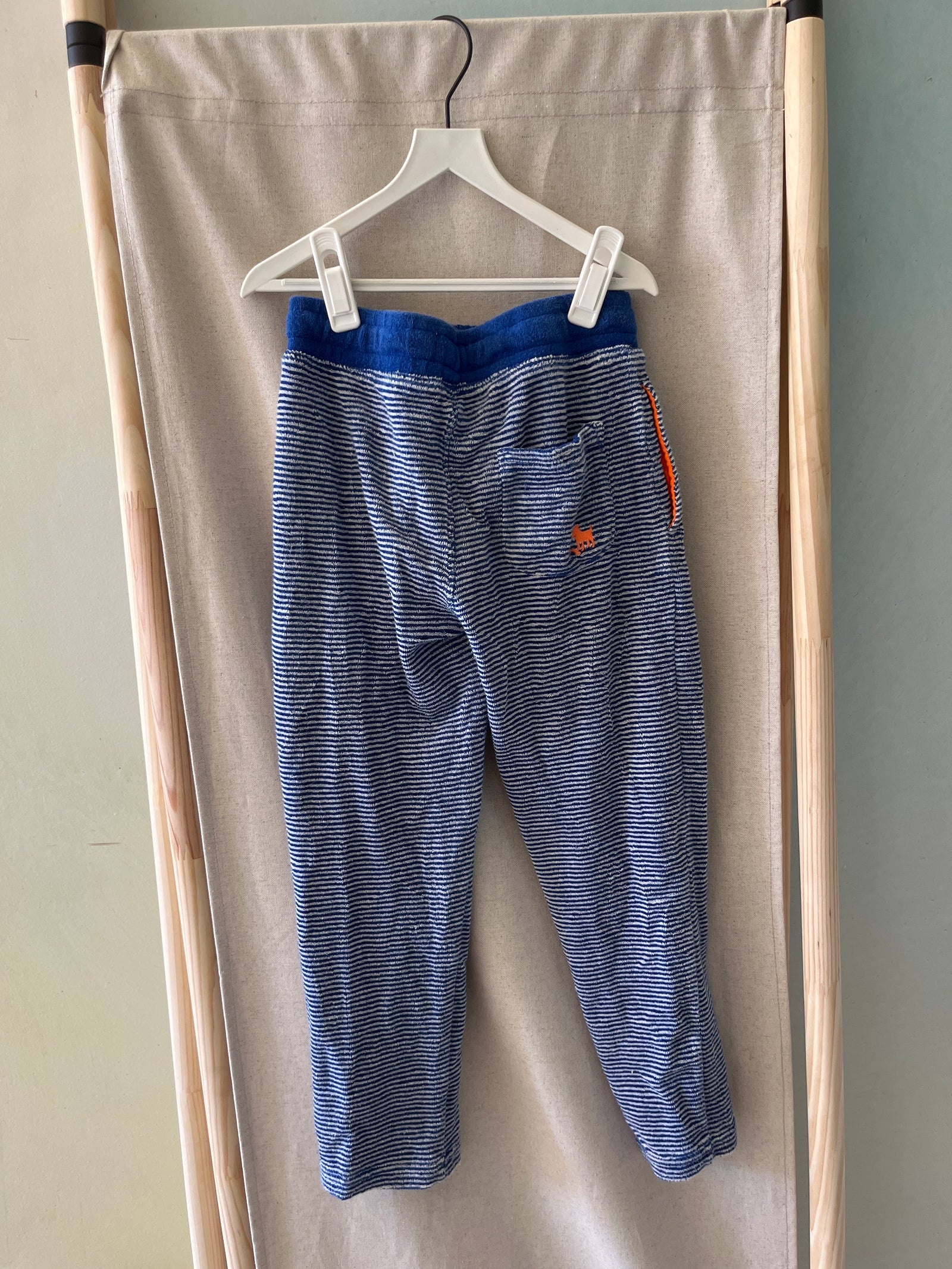 Mini Boden Navy and White Striped Terry Pants / 7