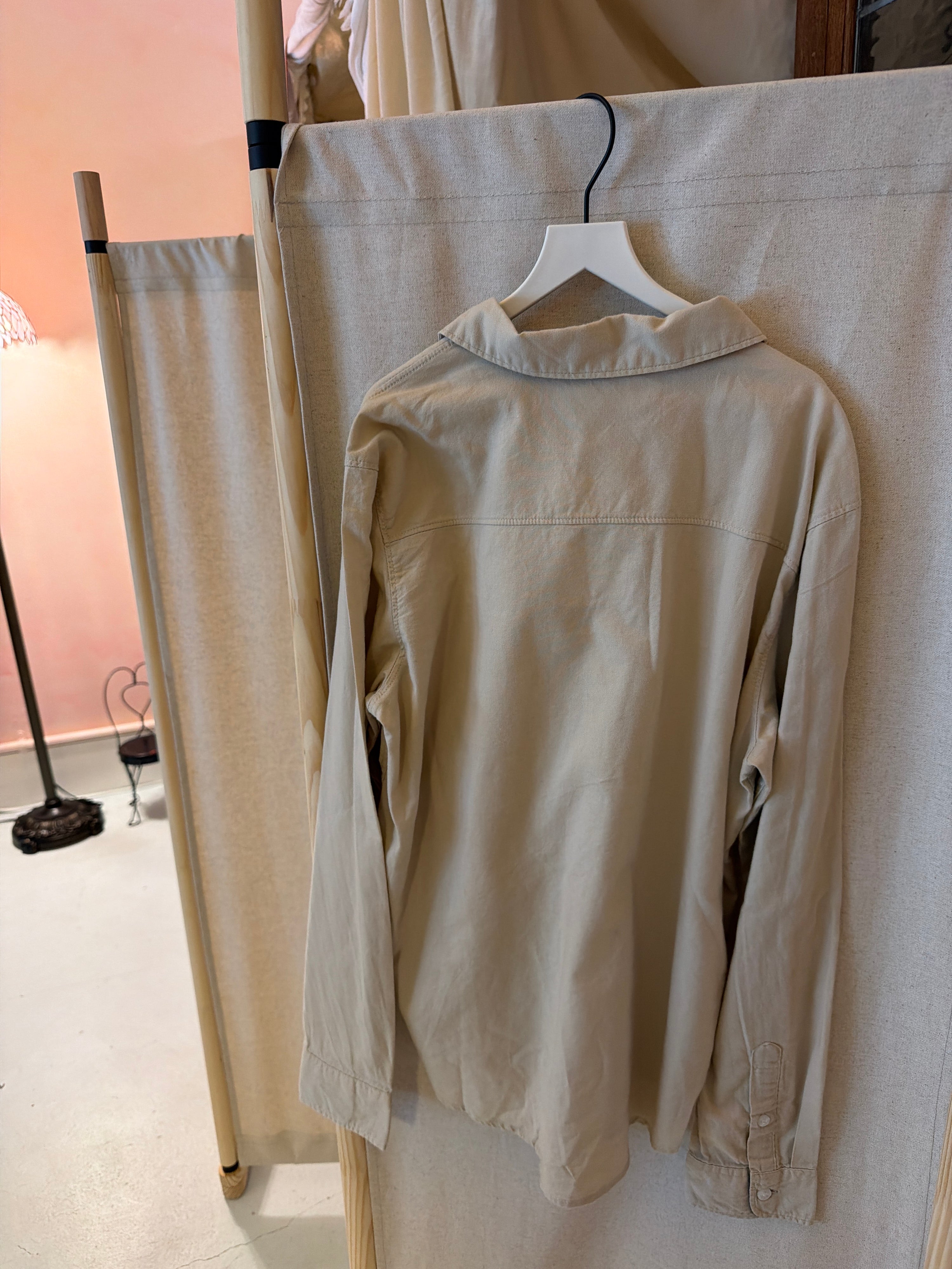 H&M Beige Tan Long Sleeve Button Down / 14