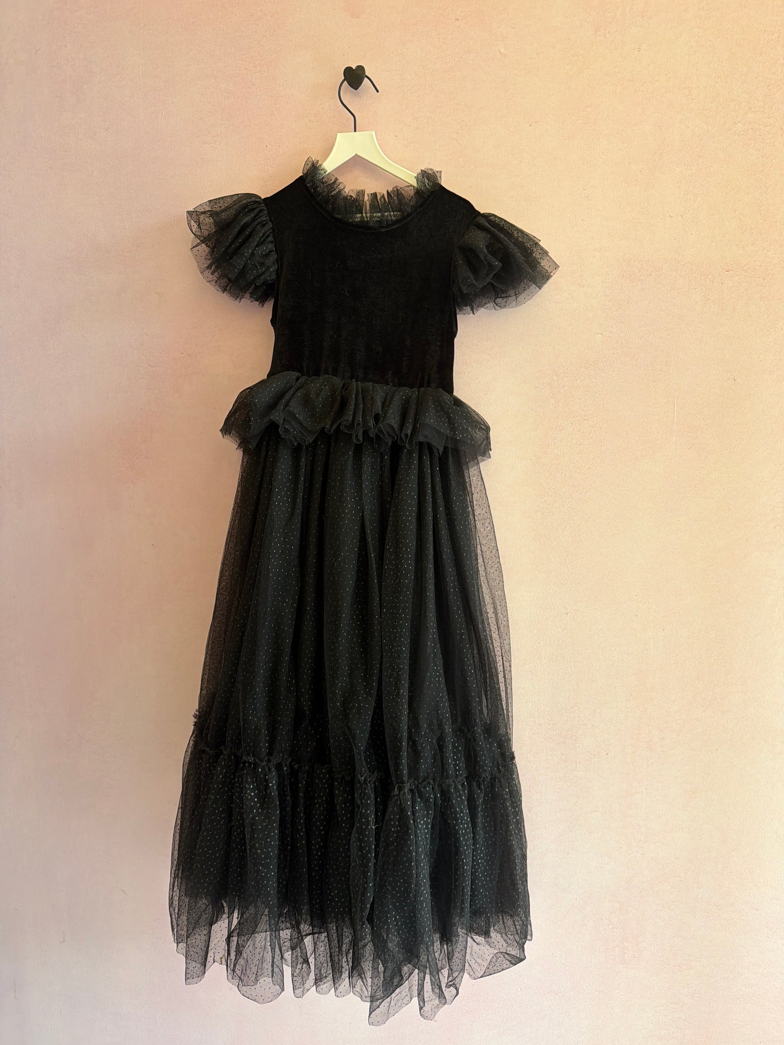 Autumn Moon Kids Clothing Black Whimsical Velvet Witch Dress / 6