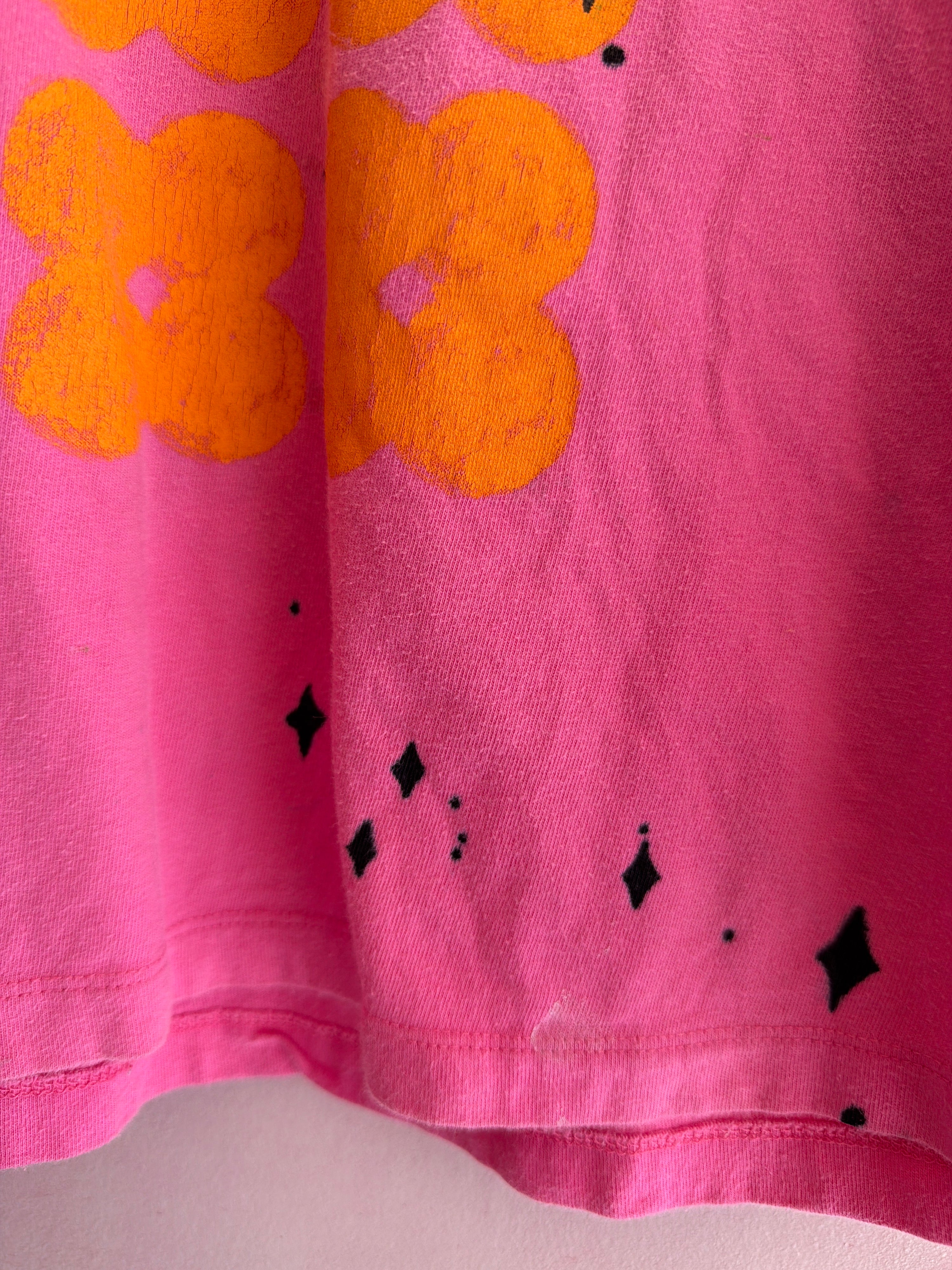 Jelly Mallow Pink and Orange Flower Long Sleeve Shirt / 6-7 Years